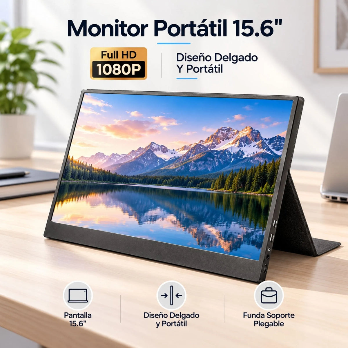 Monitor Portátil De 15.6 Pulgadas Full HD 1080P Con Conexión USB Tipo C Y Mini HDMI 60Hz SXMFP-15602-60