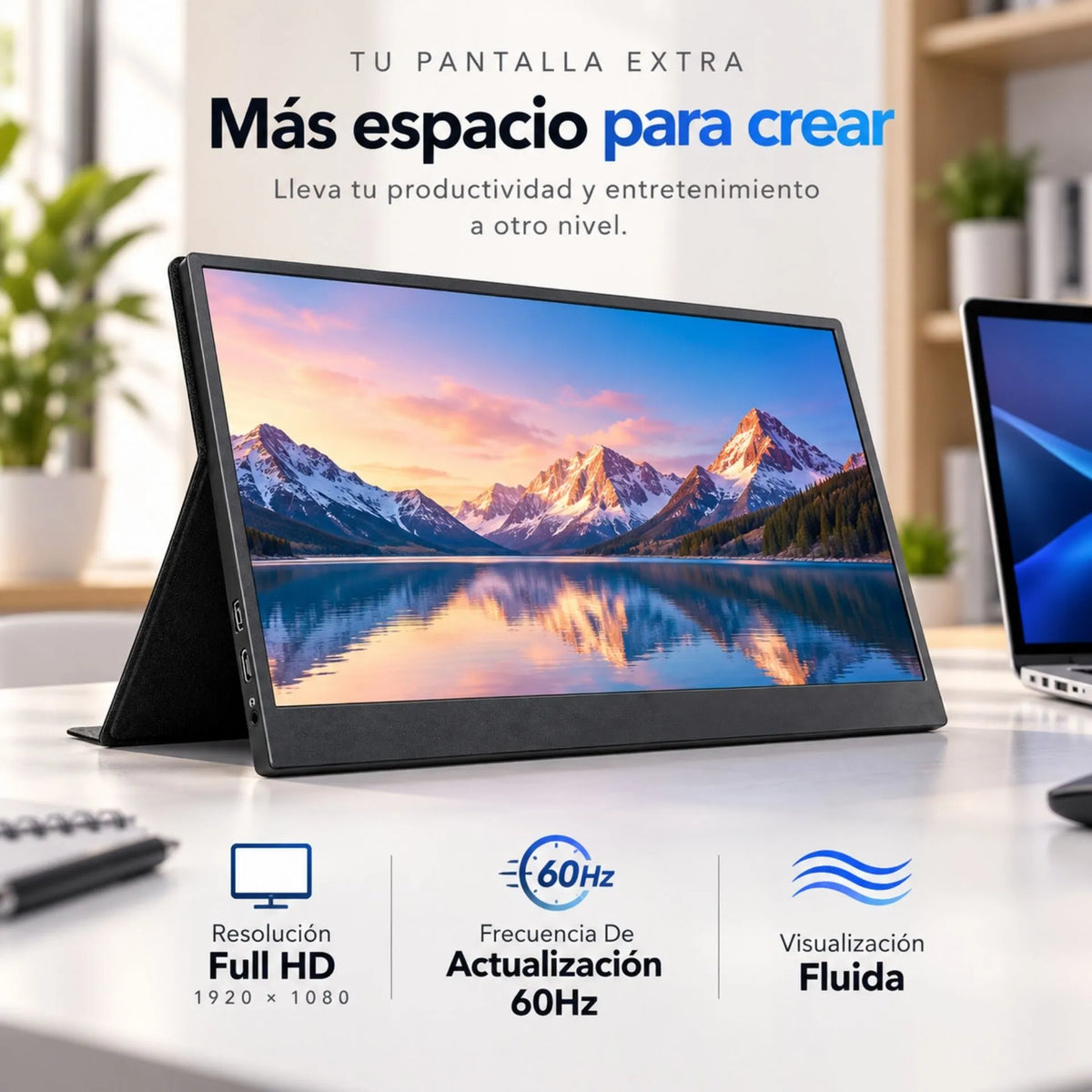 Monitor Portátil De 15.6 Pulgadas Full HD 1080P Con Conexión USB Tipo C Y Mini HDMI 60Hz SXMFP-15602-60