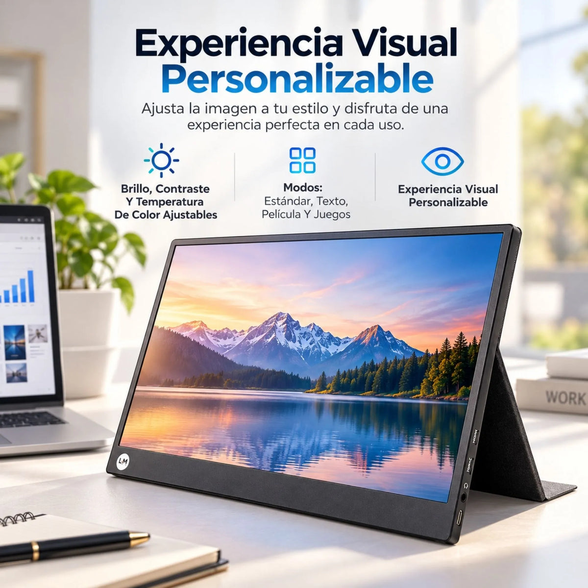Monitor Portátil De 15.6 Pulgadas Full HD 1080P Con Conexión USB Tipo C Y Mini HDMI 60Hz SXMFP-15602-60