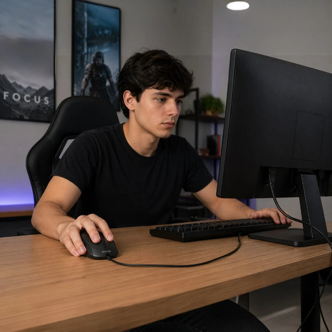 Mouse Alámbrico USB Con DPI Graduable De 4 Niveles Y Diseño Ergonómico Maxell MOWR-101