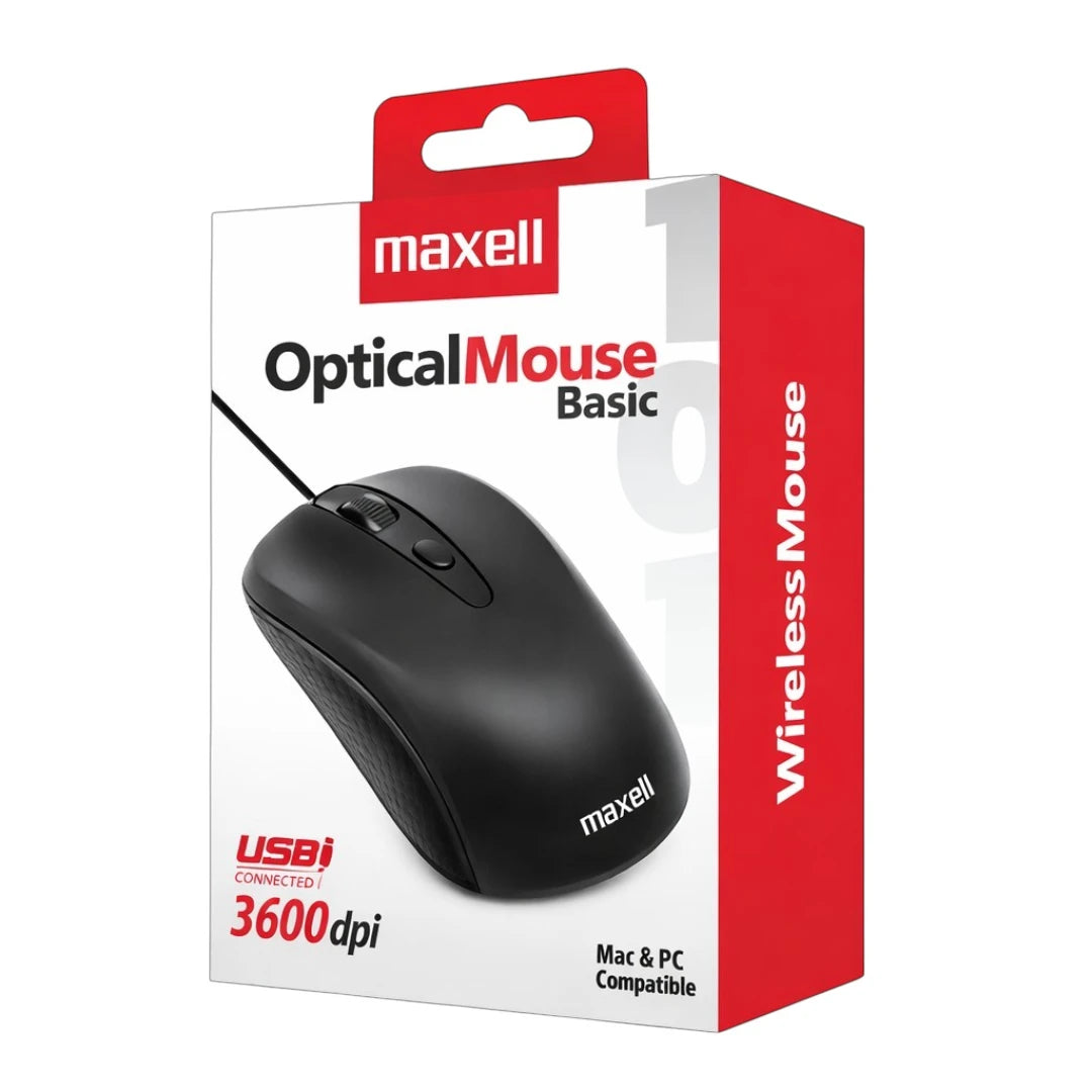 Mouse Alámbrico USB Con DPI Graduable De 4 Niveles Y Diseño Ergonómico Maxell MOWR-101