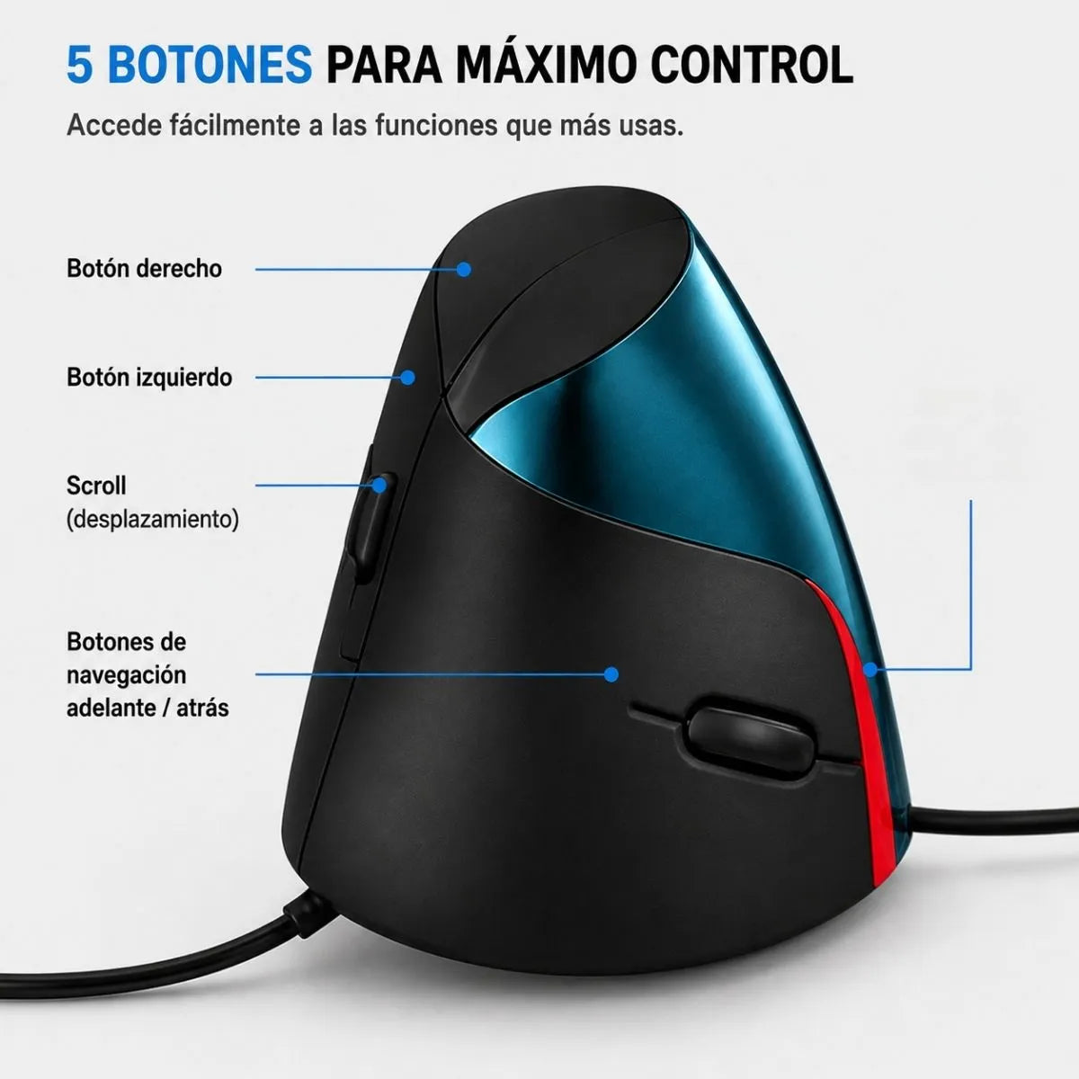Mouse Vertical Ergonómico Óptico Alámbrico USB Ramitech RAM-G14
