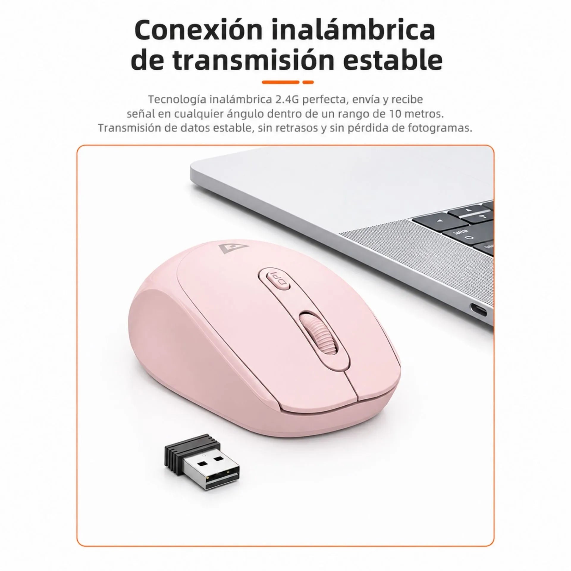 Mouse Inalámbrico Receptor USB 2.4G DPI Ajustable 2400 Jertech JR7