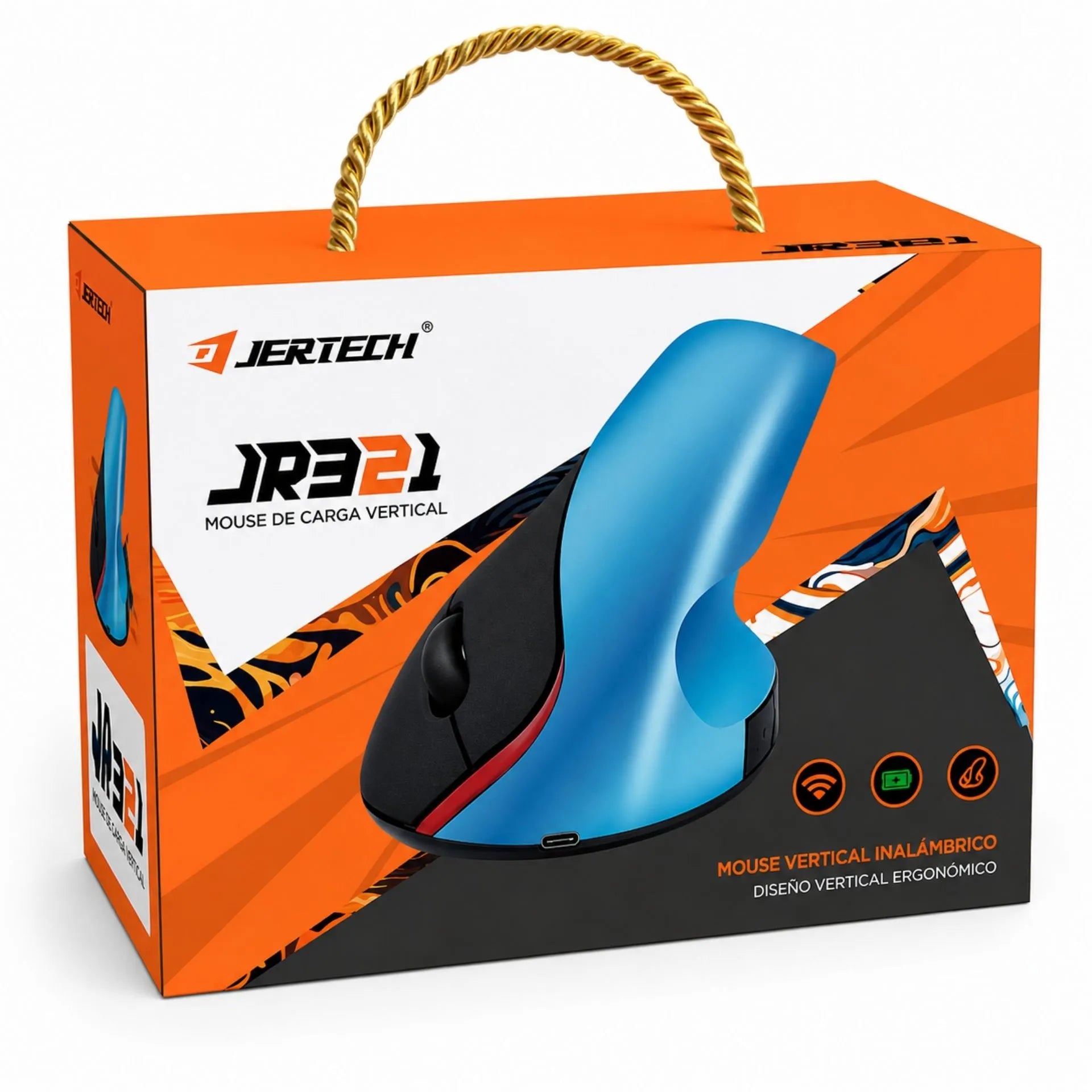 Mouse Vertical Inalámbrico Ergonómico Recargable USB 2.4G Jertech JR321