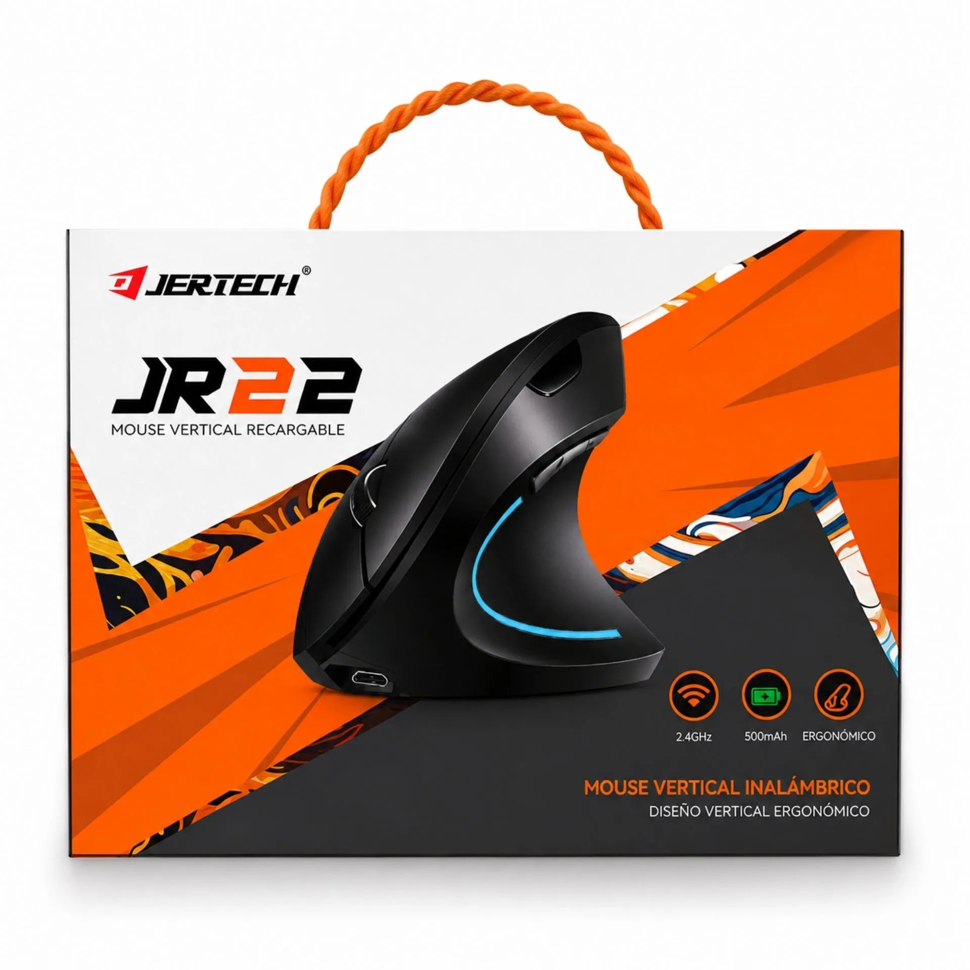 Mouse Vertical Ergonómico Inalámbrico Recargable Bluetooth y USB 2.4G Jertech JR322