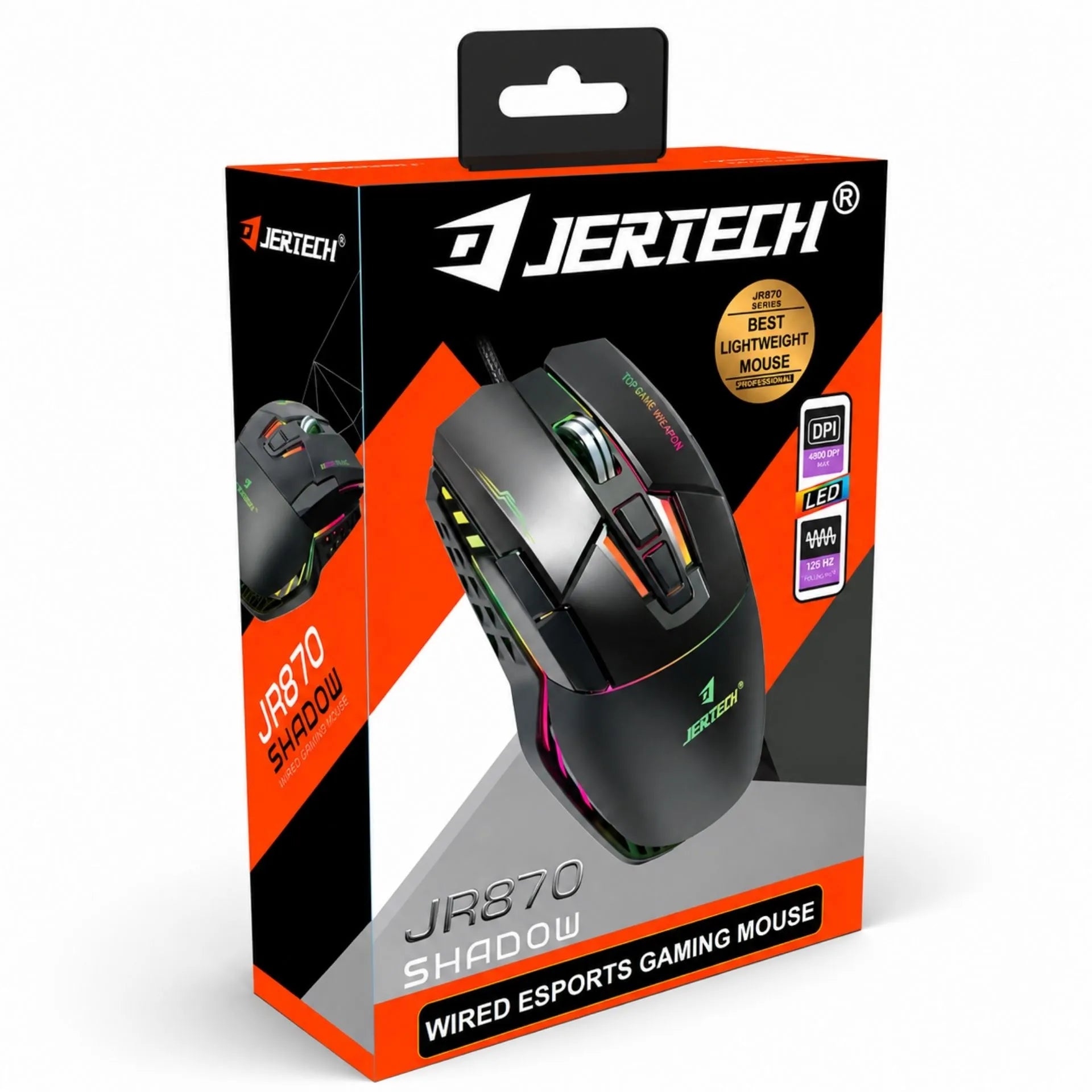 Mouse Gamer Alámbrico USB RGB 4800 DPI 7 Botones Jertech JR870