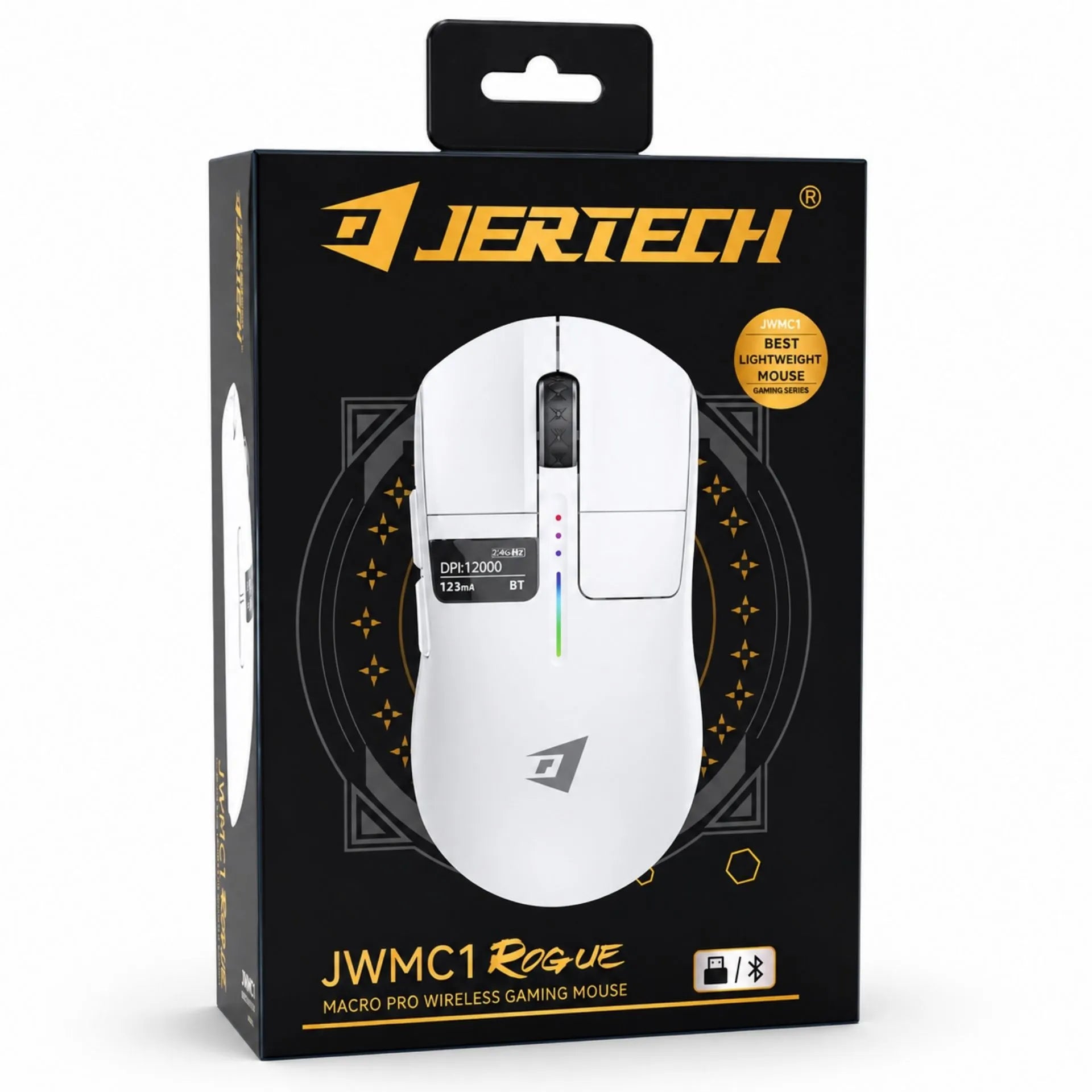 Mouse Gamer Inalámbrico Recargable Triple Modo Bluetooth, USB 2.4G y Cable Jertech JWMC1