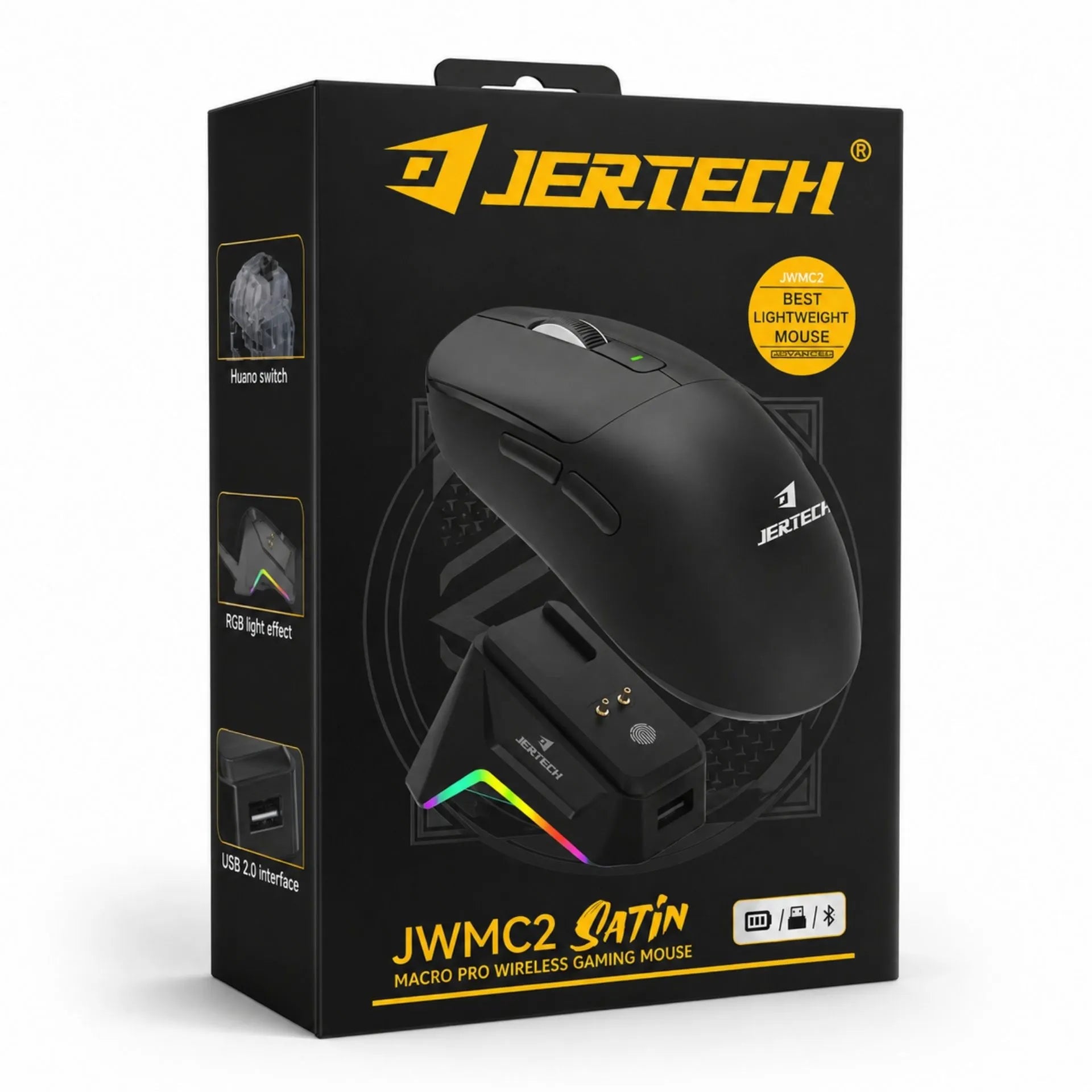 Mouse Gamer Inalámbrico Recargable Triple Modo Con Base De Carga RGB Jertech JWMC2