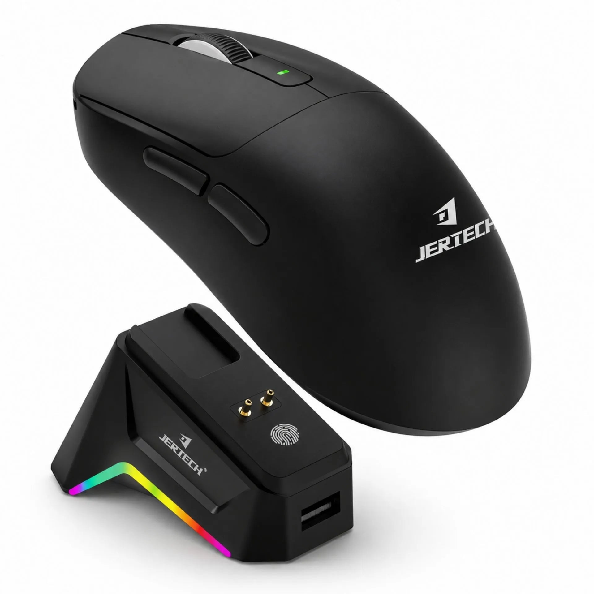 Mouse Gamer Inalámbrico Recargable Triple Modo Con Base De Carga RGB Jertech JWMC2