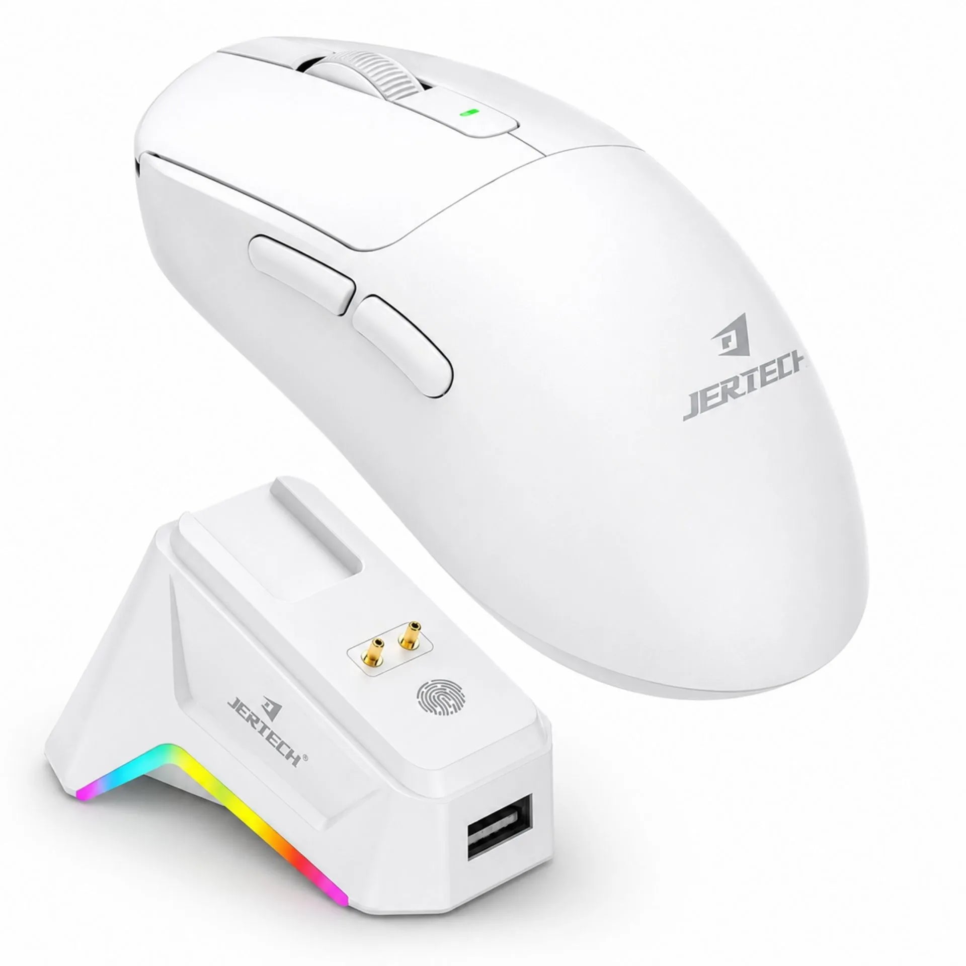 Mouse Gamer Inalámbrico Recargable Triple Modo Con Base De Carga RGB Jertech JWMC2
