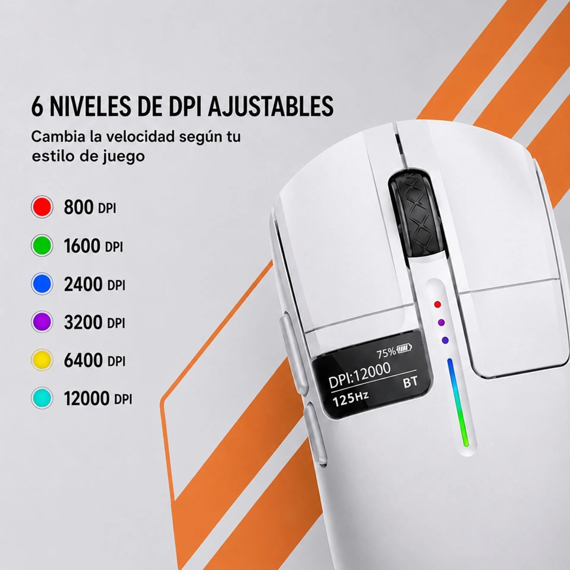 Mouse Gamer Inalámbrico Recargable Triple Modo Bluetooth, USB 2.4G y Cable Jertech JWMC1