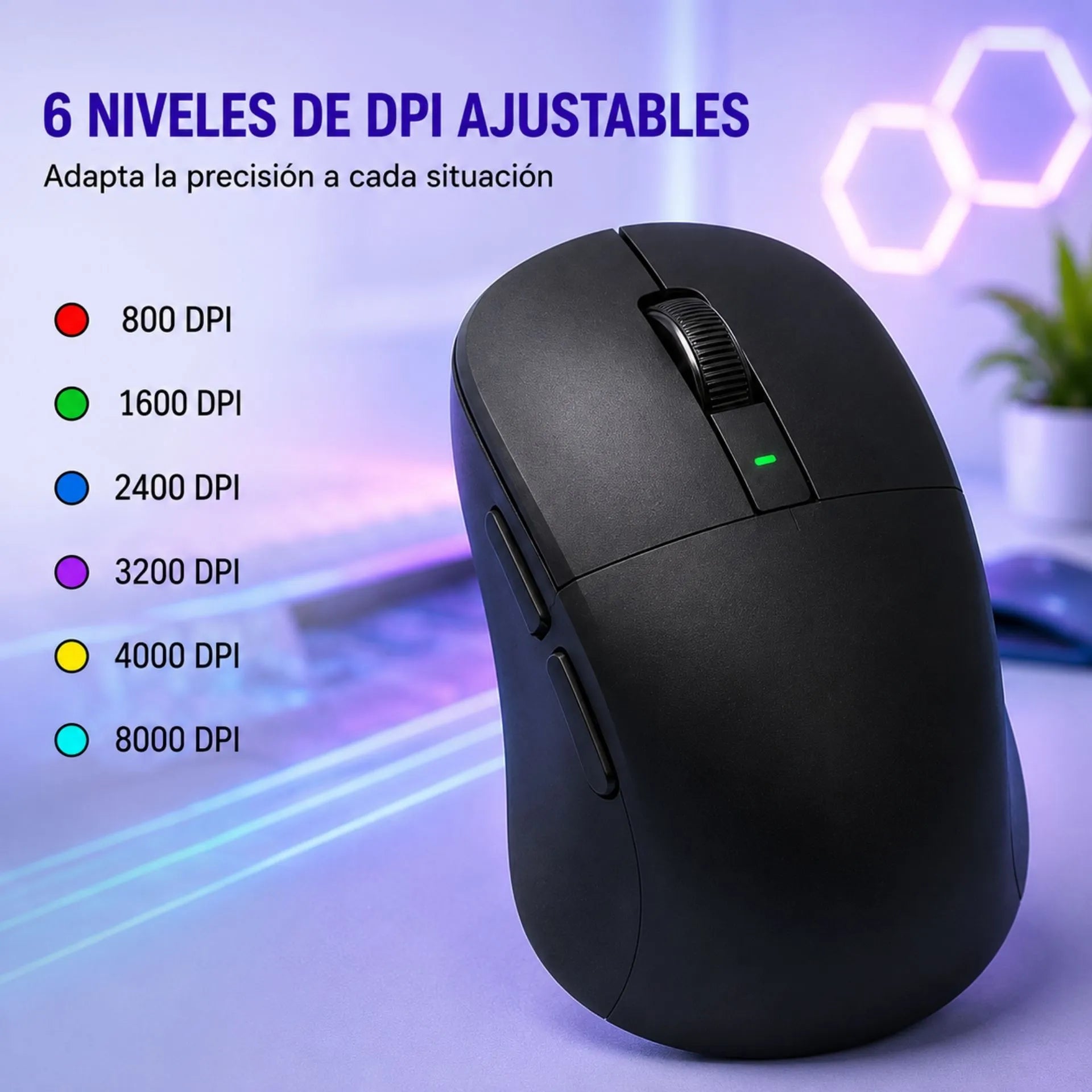 Mouse Gamer Inalámbrico Recargable Triple Modo Con Base De Carga RGB Jertech JWMC2