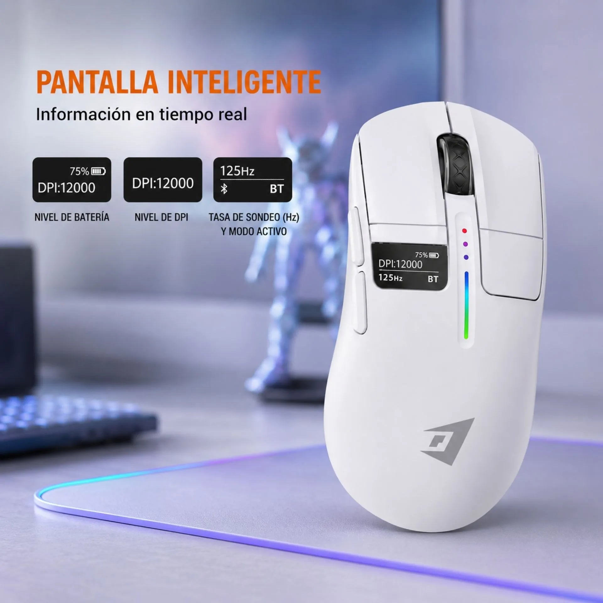 Mouse Gamer Inalámbrico Recargable Triple Modo Bluetooth, USB 2.4G y Cable Jertech JWMC1