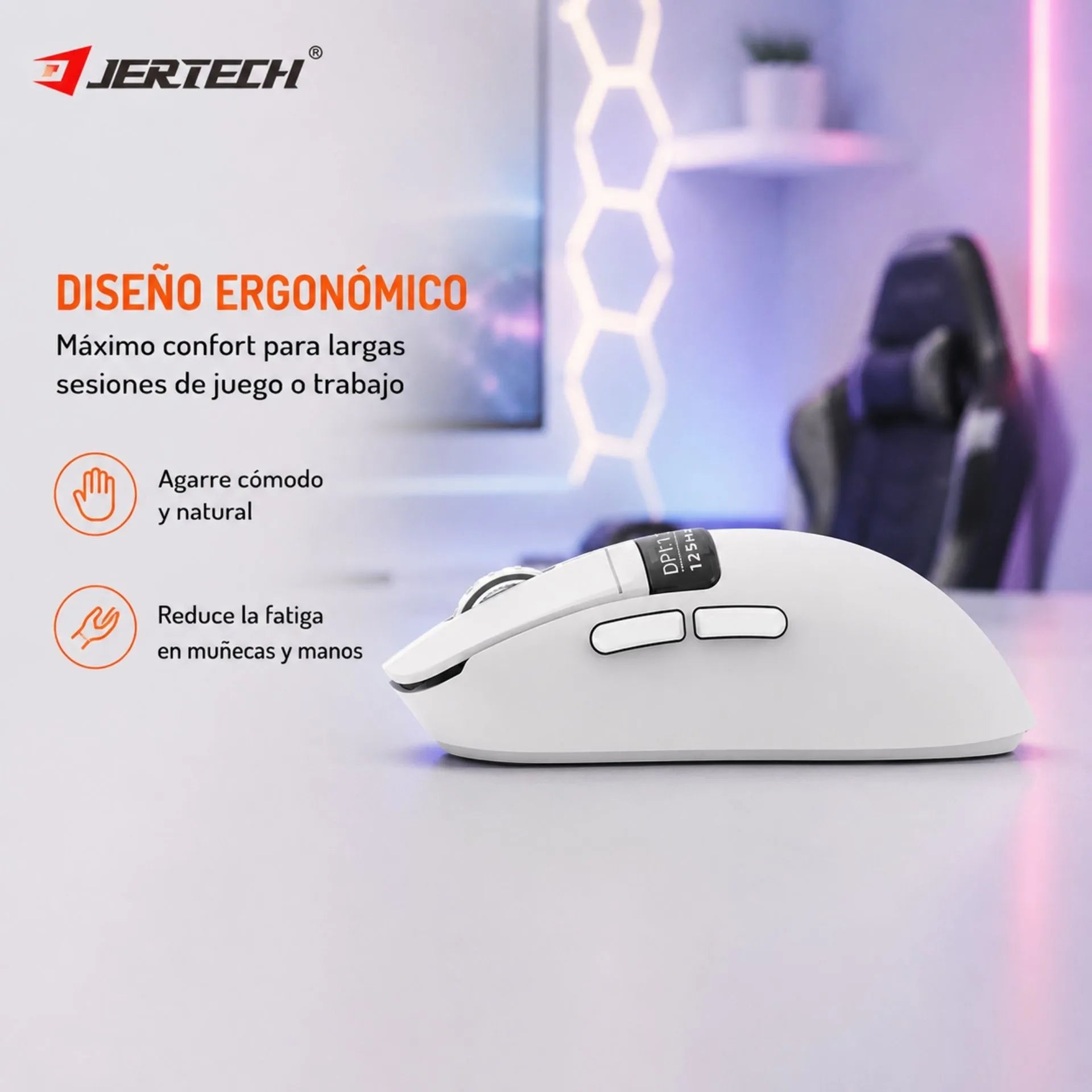 Mouse Gamer Inalámbrico Recargable Triple Modo Bluetooth, USB 2.4G y Cable Jertech JWMC1