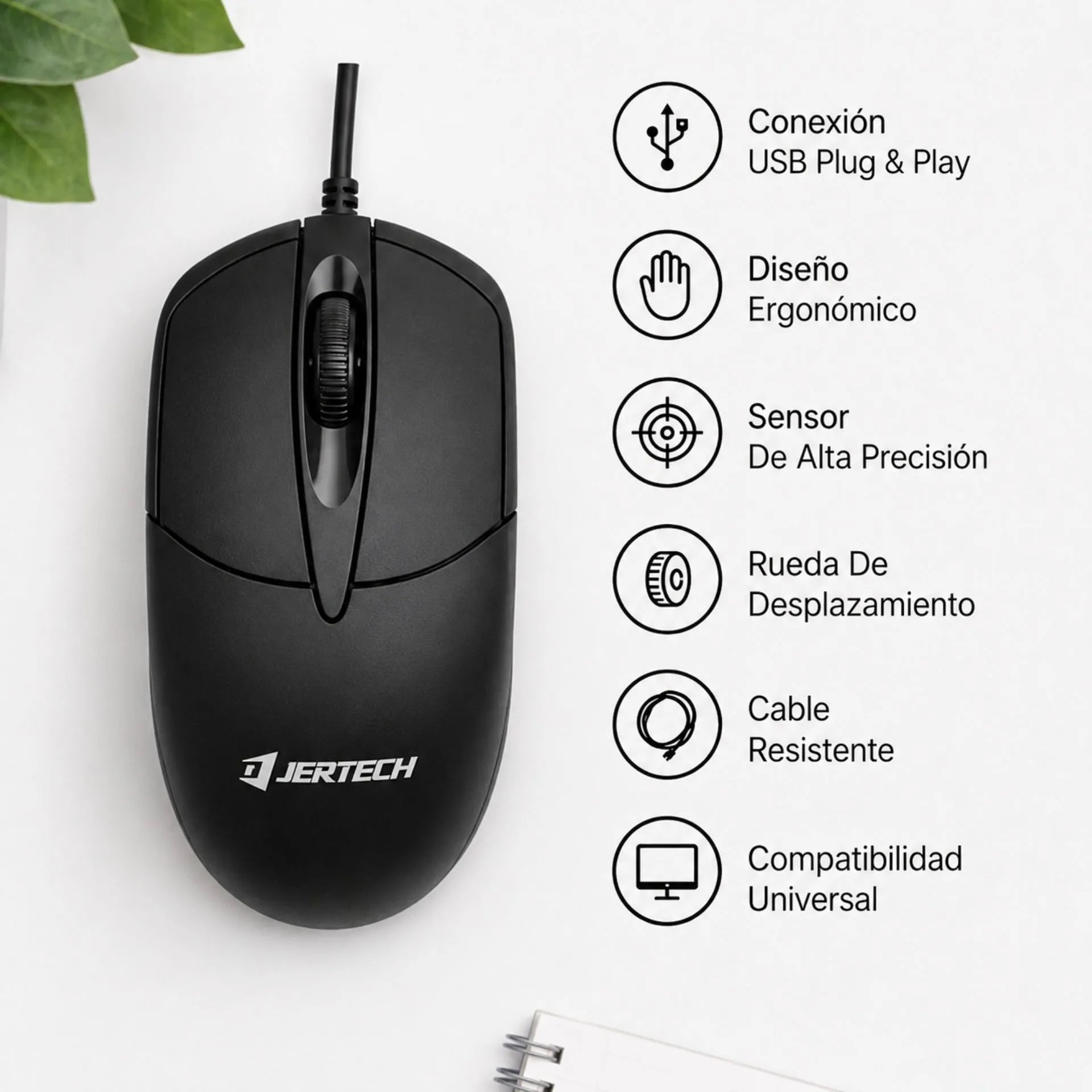 Mouse Para Computador Alámbrico USB Jertech M110