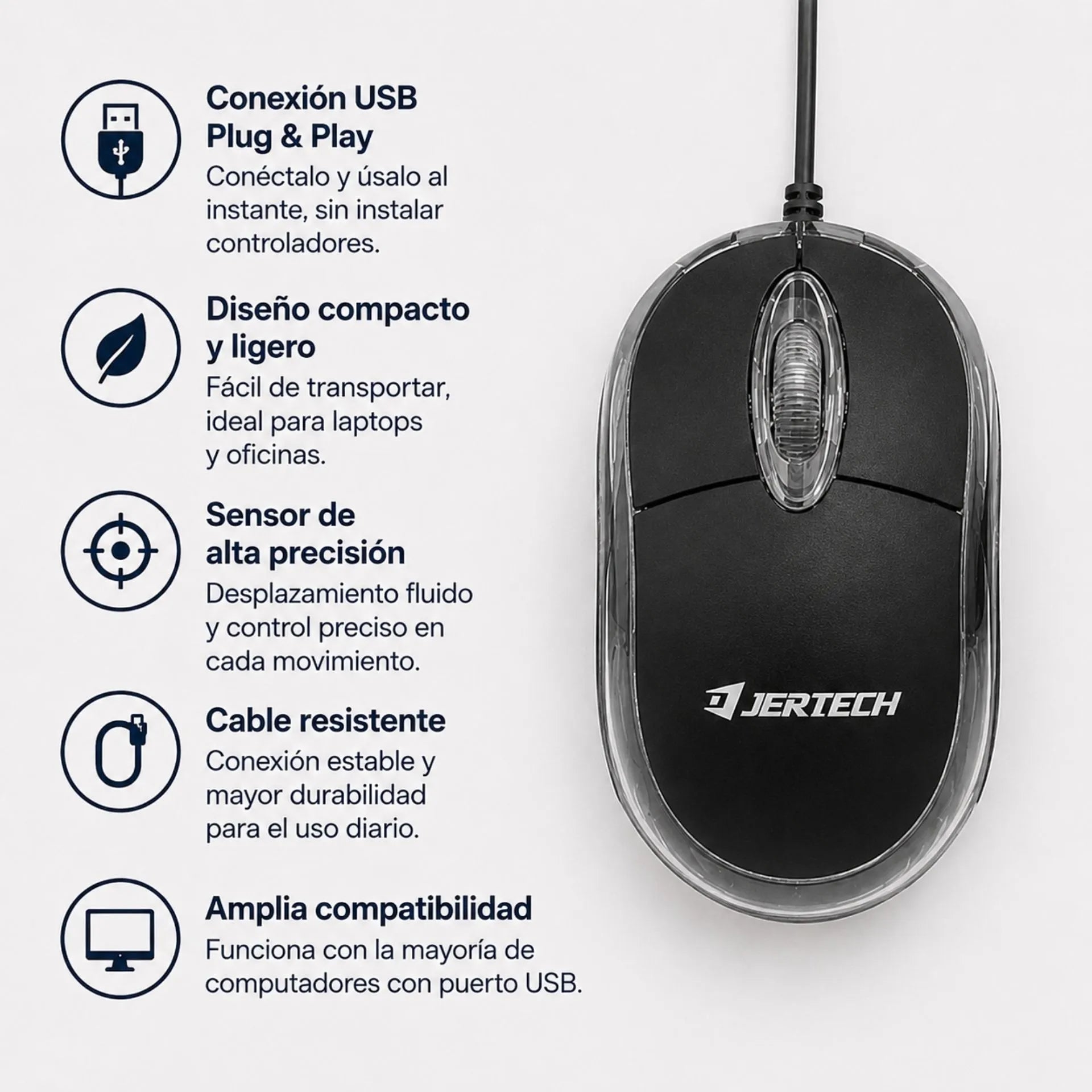 Mouse Alámbrico USB Jertech  MT300