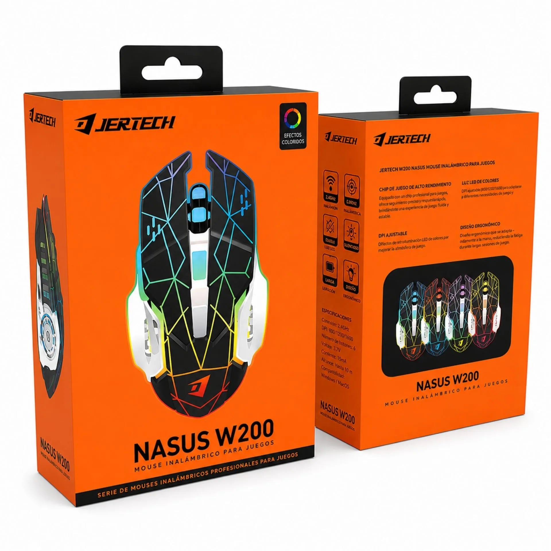 Mouse Gamer Inalámbrico Bluetooth Y USB 2.4G Recargable Jertech W200