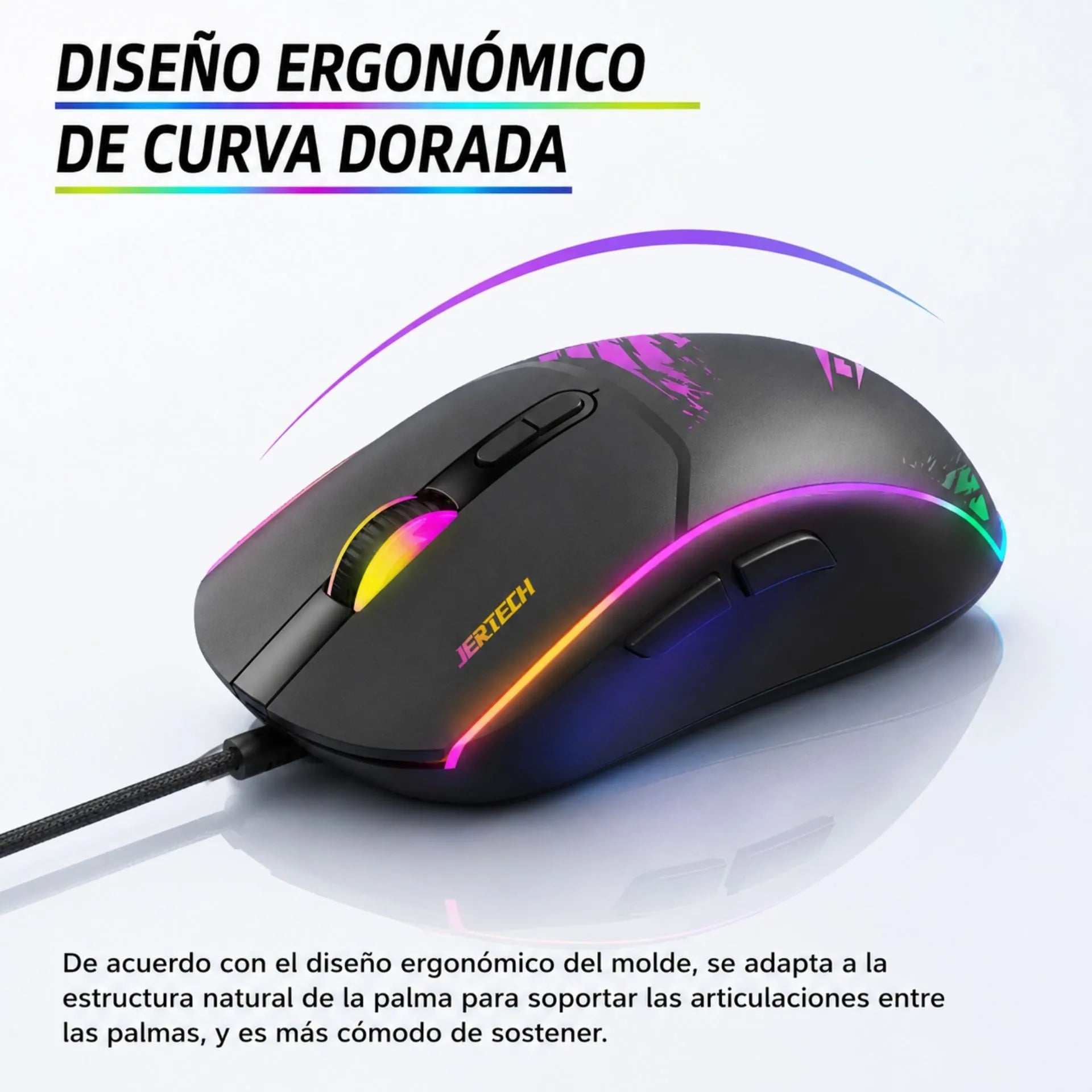 Mouse Gamer Alámbrico USB RGB 3600 DPI 7 Botones Jertech XP14