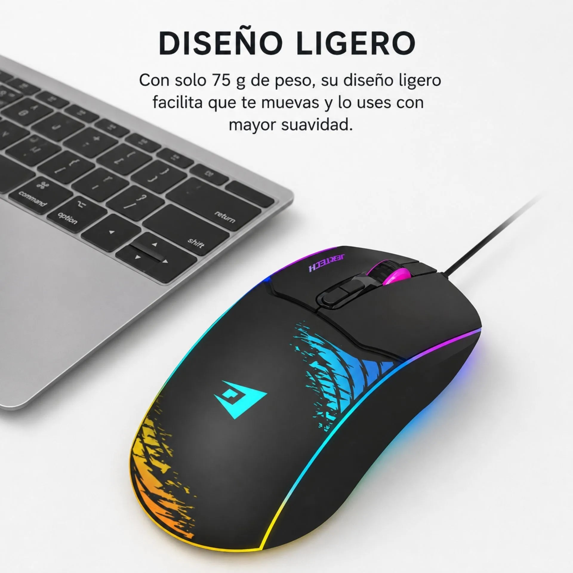 Mouse Gamer Alámbrico USB RGB 3600 DPI 7 Botones Jertech XP14