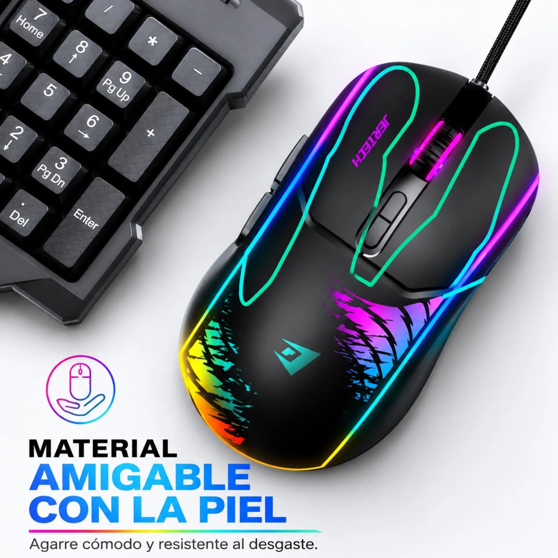 Mouse Gamer Alámbrico USB RGB 3600 DPI 7 Botones Jertech XP14