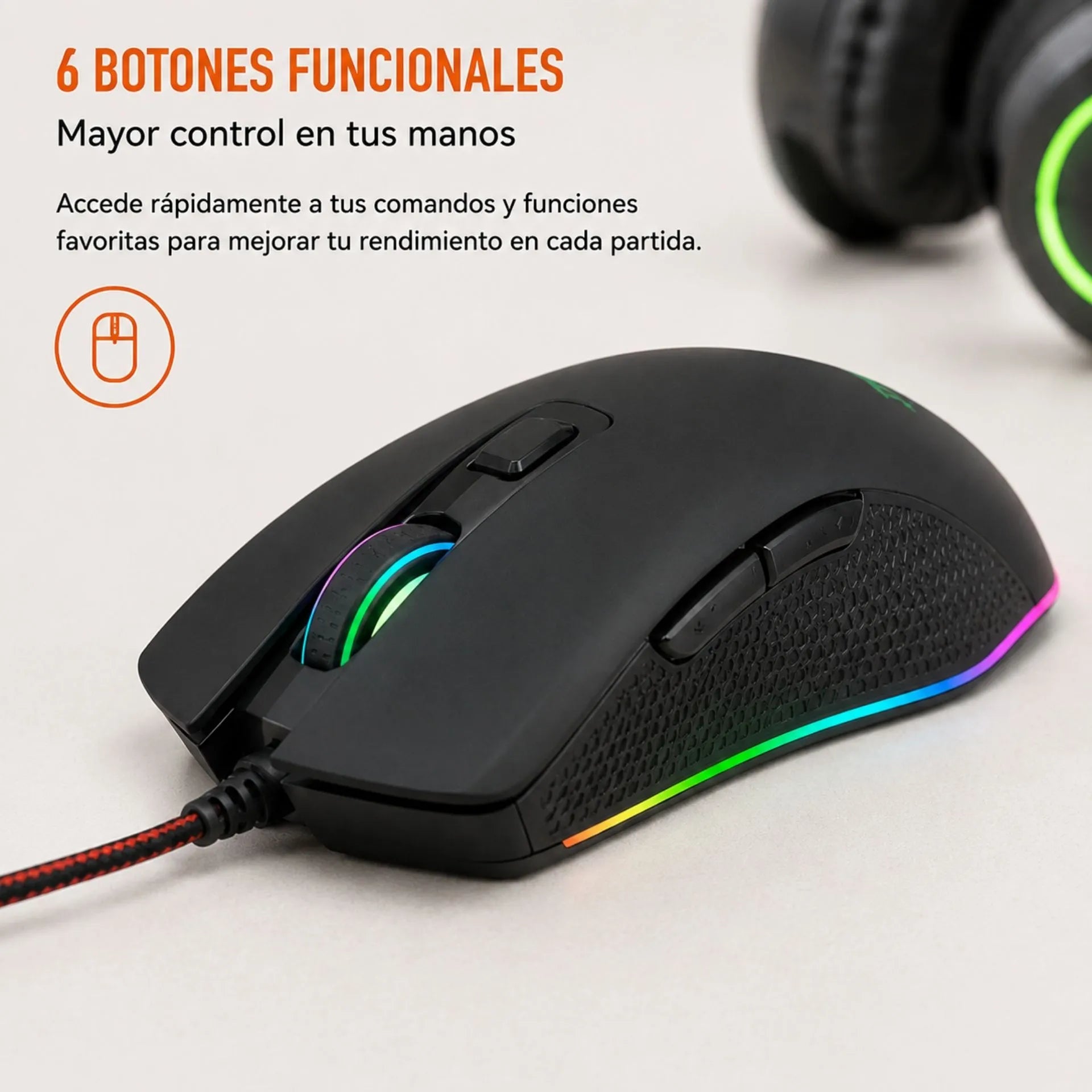 Mouse Alámbrico USB Gamer 3200 DPI Ajustable Jertech XP10