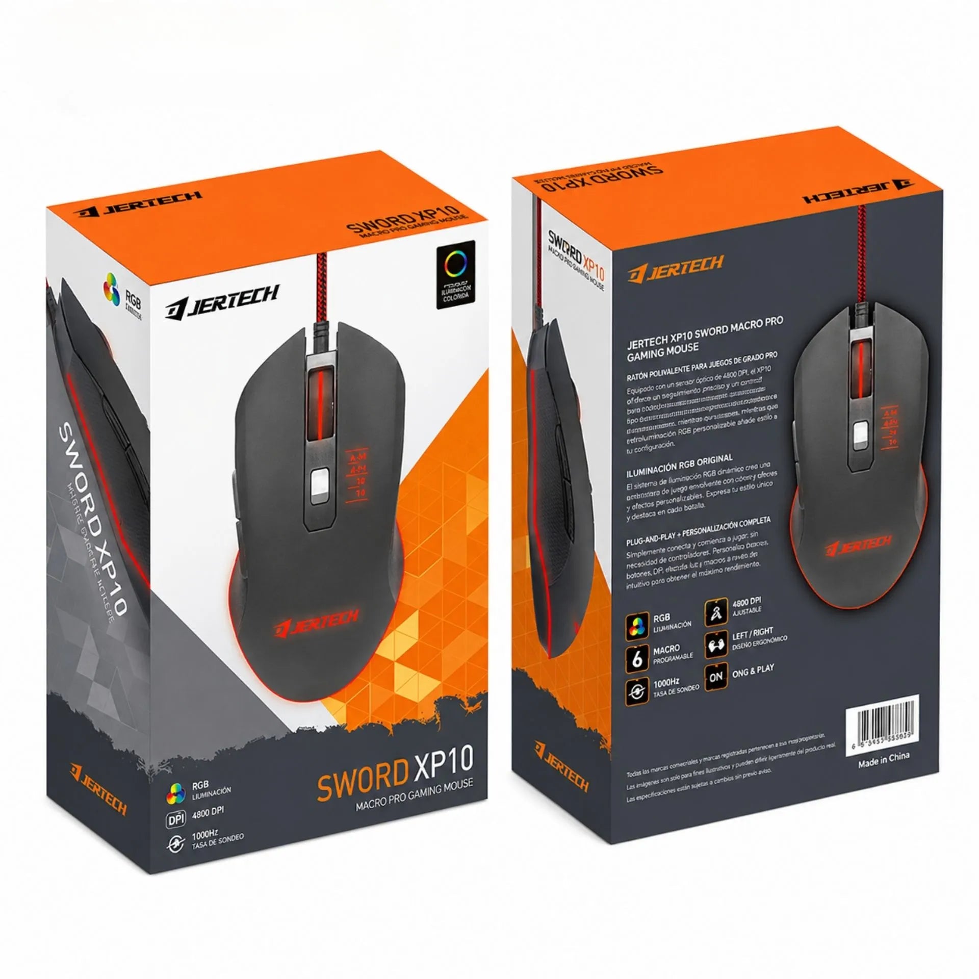 Mouse Alámbrico USB Gamer 3200 DPI Ajustable Jertech XP10