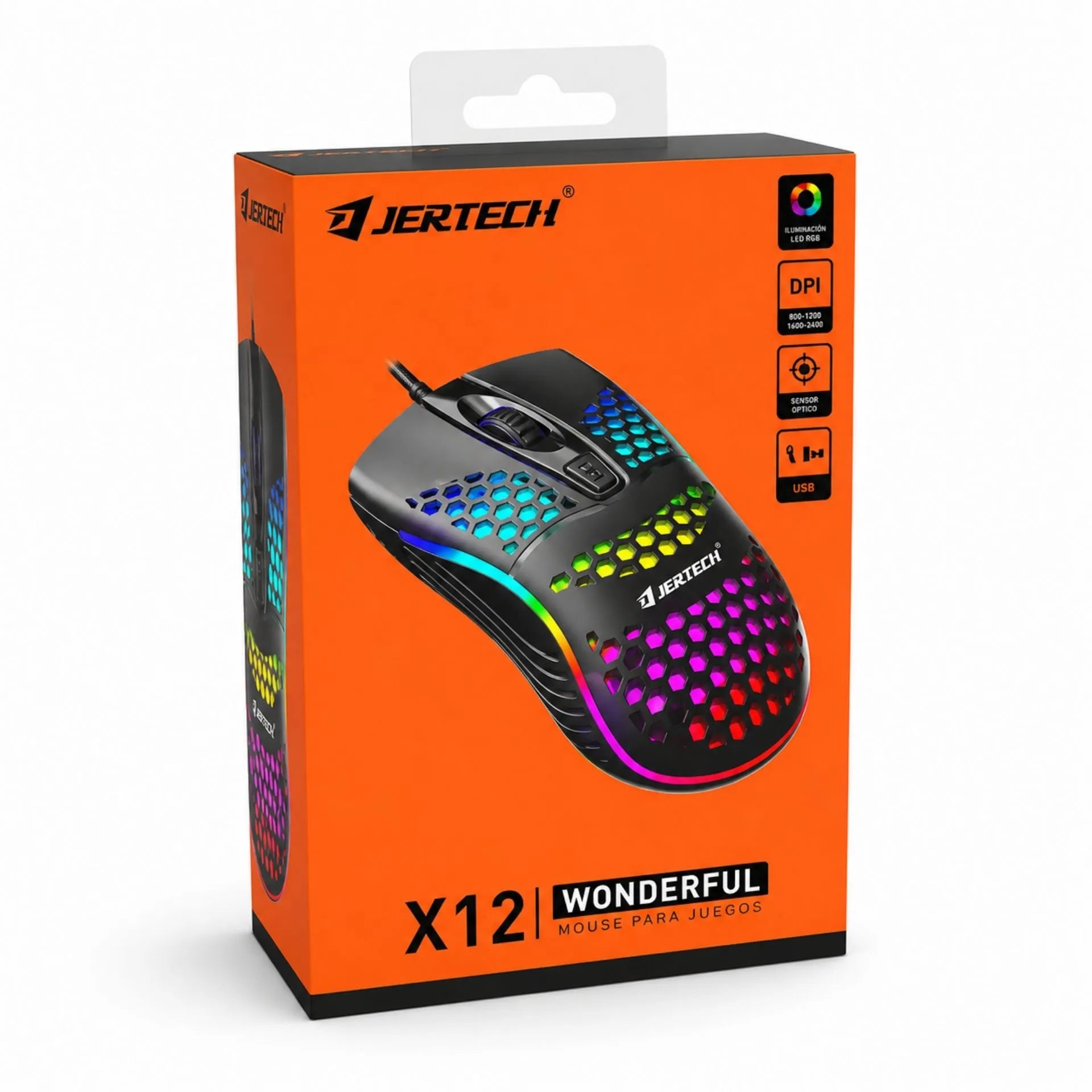 Mouse Alámbrico USB Gamer Jertech RGB Ultraligero DPI Ajustable XP12