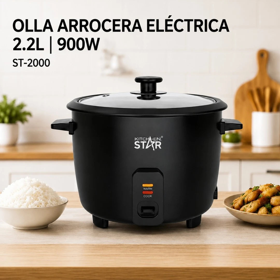 Olla Arrocera Eléctrica Winning Star 2.2L 900W Con Vaporera Y Función Mantener Caliente ST-2000