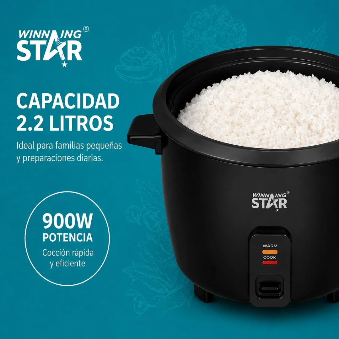 Olla Arrocera Eléctrica Winning Star 2.2L 900W Con Vaporera Y Función Mantener Caliente ST-2000