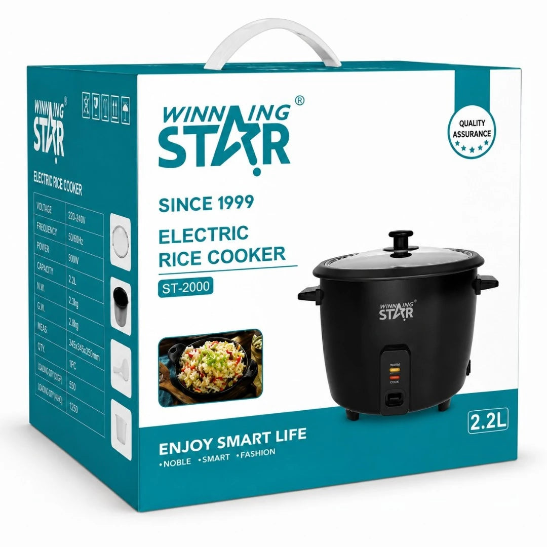 Olla Arrocera Eléctrica Winning Star 2.2L 900W Con Vaporera Y Función Mantener Caliente ST-2000