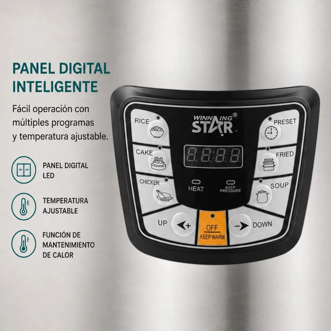 Olla Multifuncional Eléctrica Winning Star 6L Con Panel Digital Y Múltiples Programas ST-2001