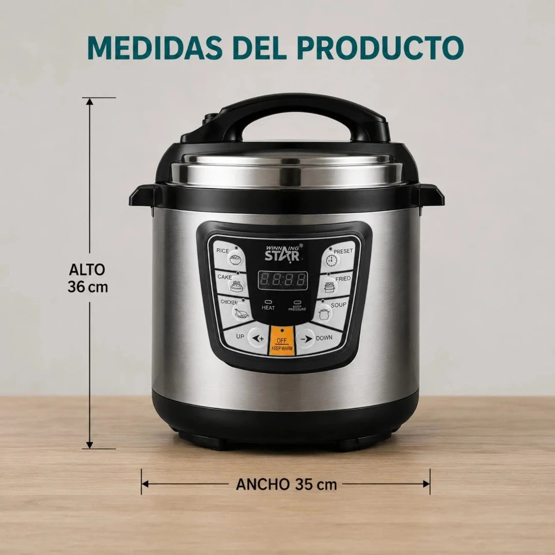 Olla Multifuncional Eléctrica Winning Star 6L Con Panel Digital Y Múltiples Programas ST-2001
