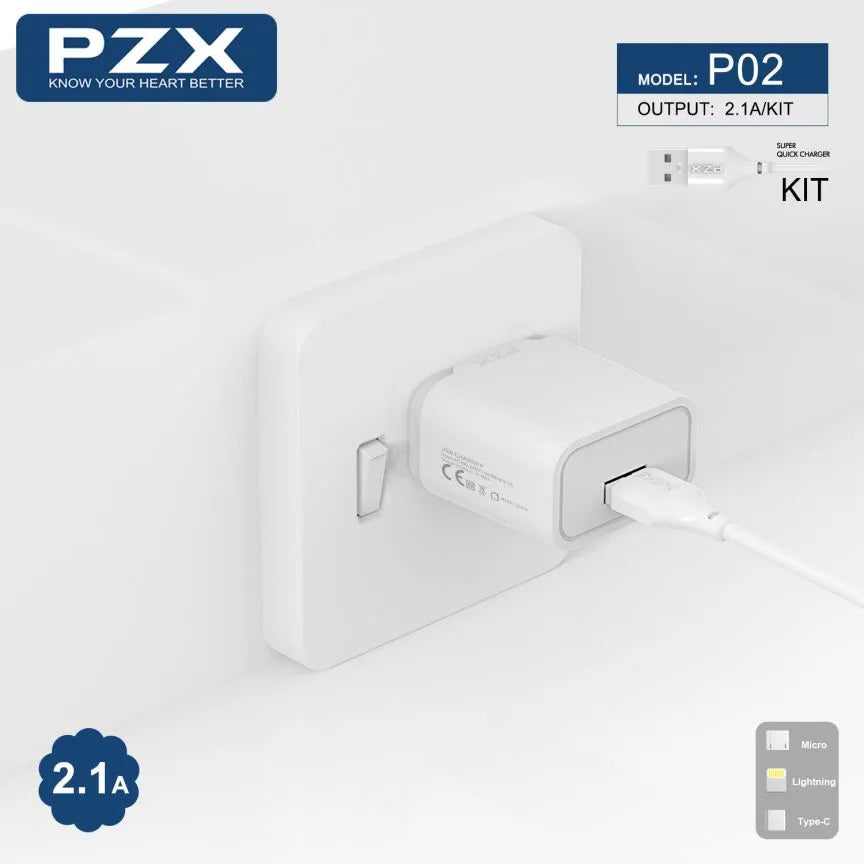 Cargador Para Celular 2.1A PZX P02