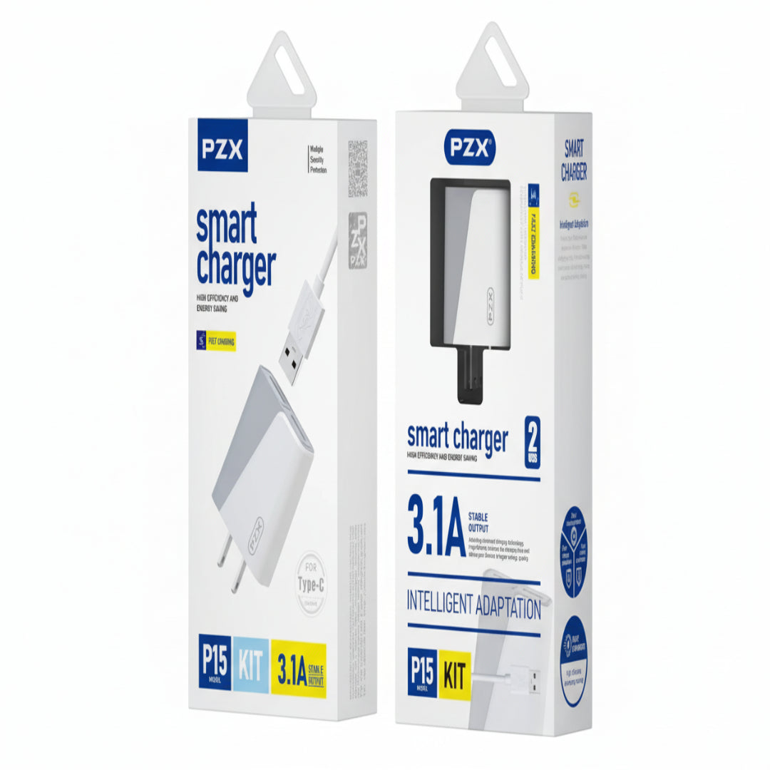 Cargador PZX Carga Inteligente Con Doble Puerto Usb P15 TYPEC
