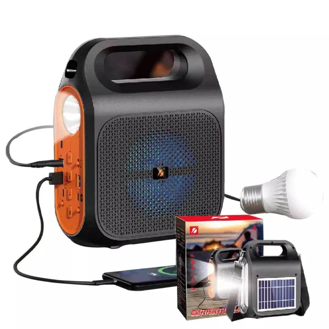 Radio Parlante Bluetooth De 4" Con Panel Solar y Bombillos KTS-1837