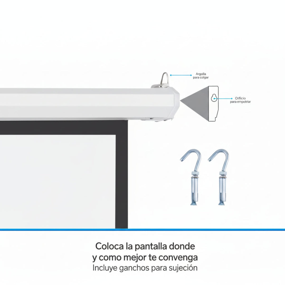 Telón De Proyección Motorizado 100” Con Control Remoto Para Techo o Pared Steren PRO-020