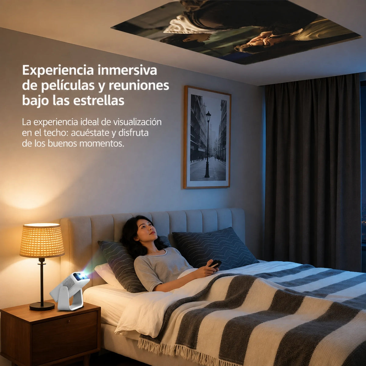 Proyector Android 400 ANSI Lúmenes WiFi Doble Banda Autoenfoque Q8