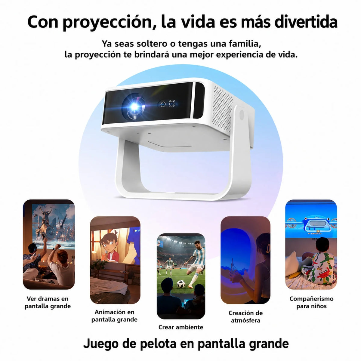 Proyector Android 400 ANSI Lúmenes WiFi Doble Banda Autoenfoque Q8