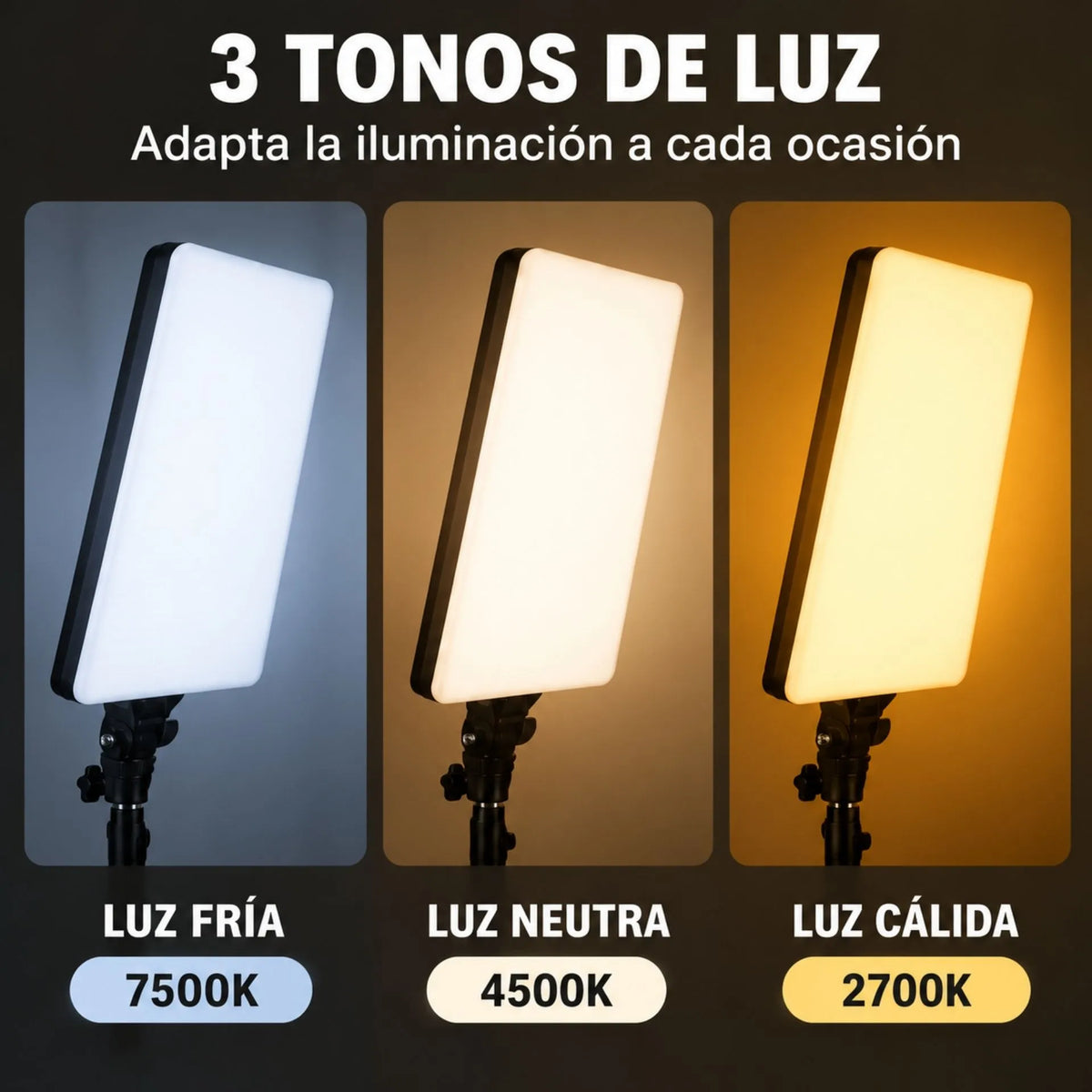Panel De Luz LED De 19 Pulgadas Con Trípode, 3 Tonos De Luz Y Control Remoto Baihuo City MY-7137