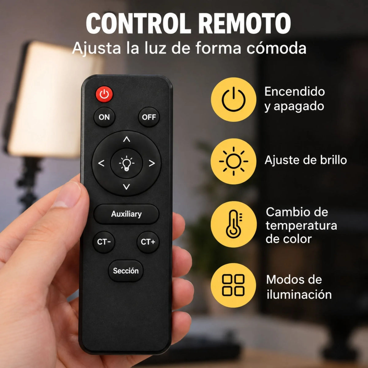 Panel De Luz LED De 19 Pulgadas Con Trípode, 3 Tonos De Luz Y Control Remoto Baihuo City MY-7137