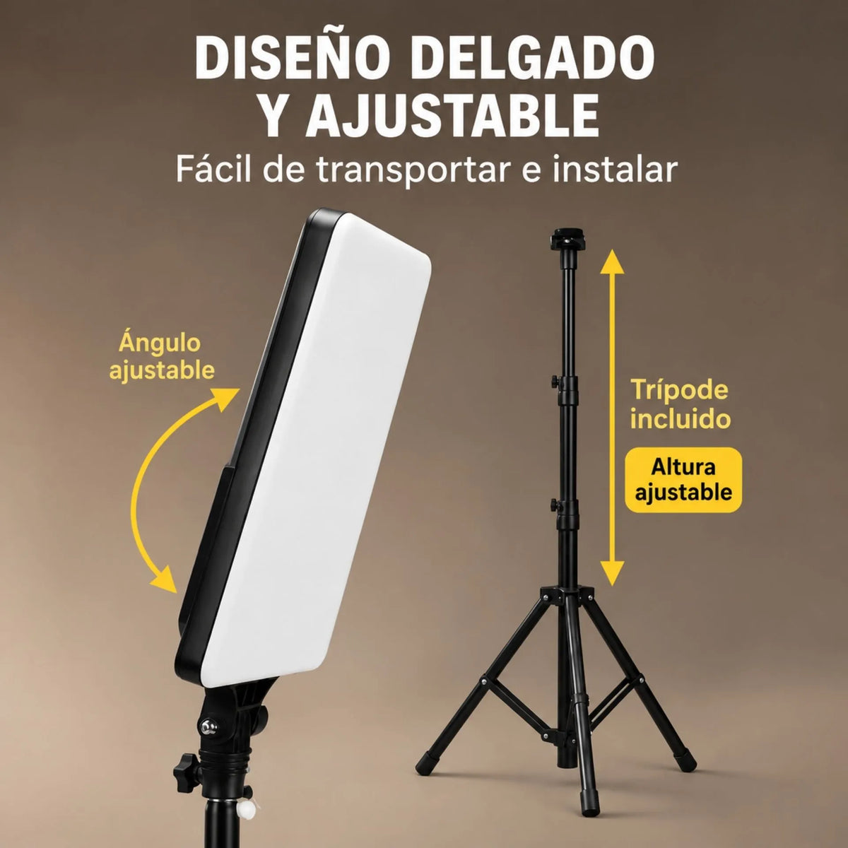 Panel De Luz LED De 19 Pulgadas Con Trípode, 3 Tonos De Luz Y Control Remoto Baihuo City MY-7137