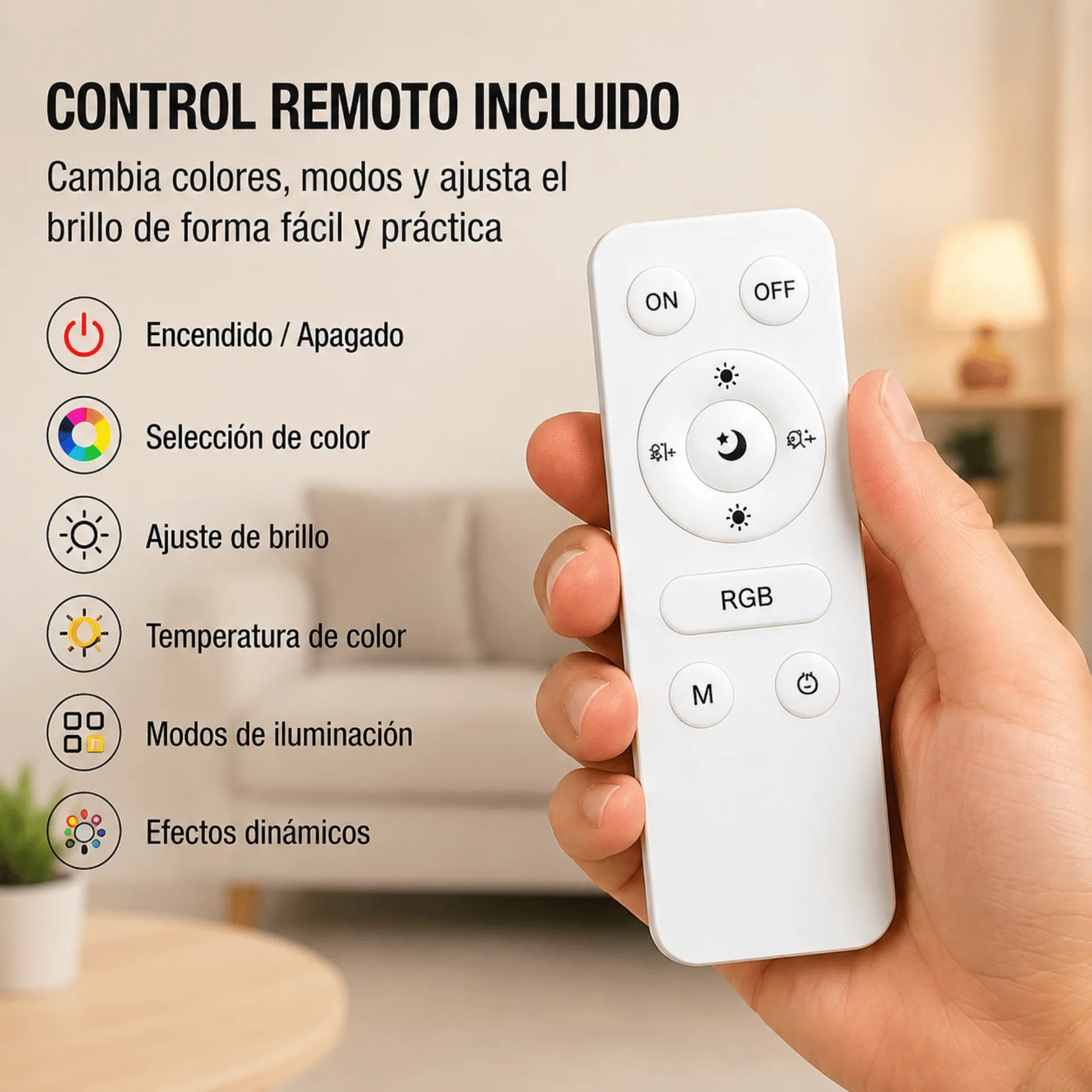 Panel De Luz RGB LED 25W Con Control Remoto Touch Baihuo City MY-7308