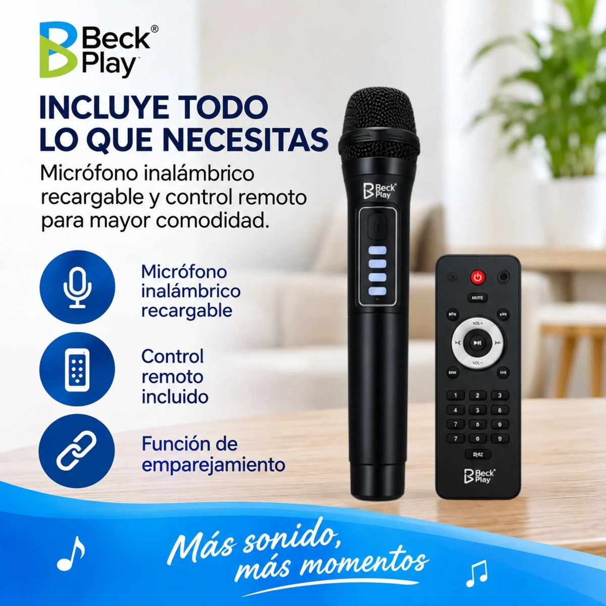 Parlante Cabina Recargable De 8 Pulgadas Con Micrófono Beck Play BP-P182