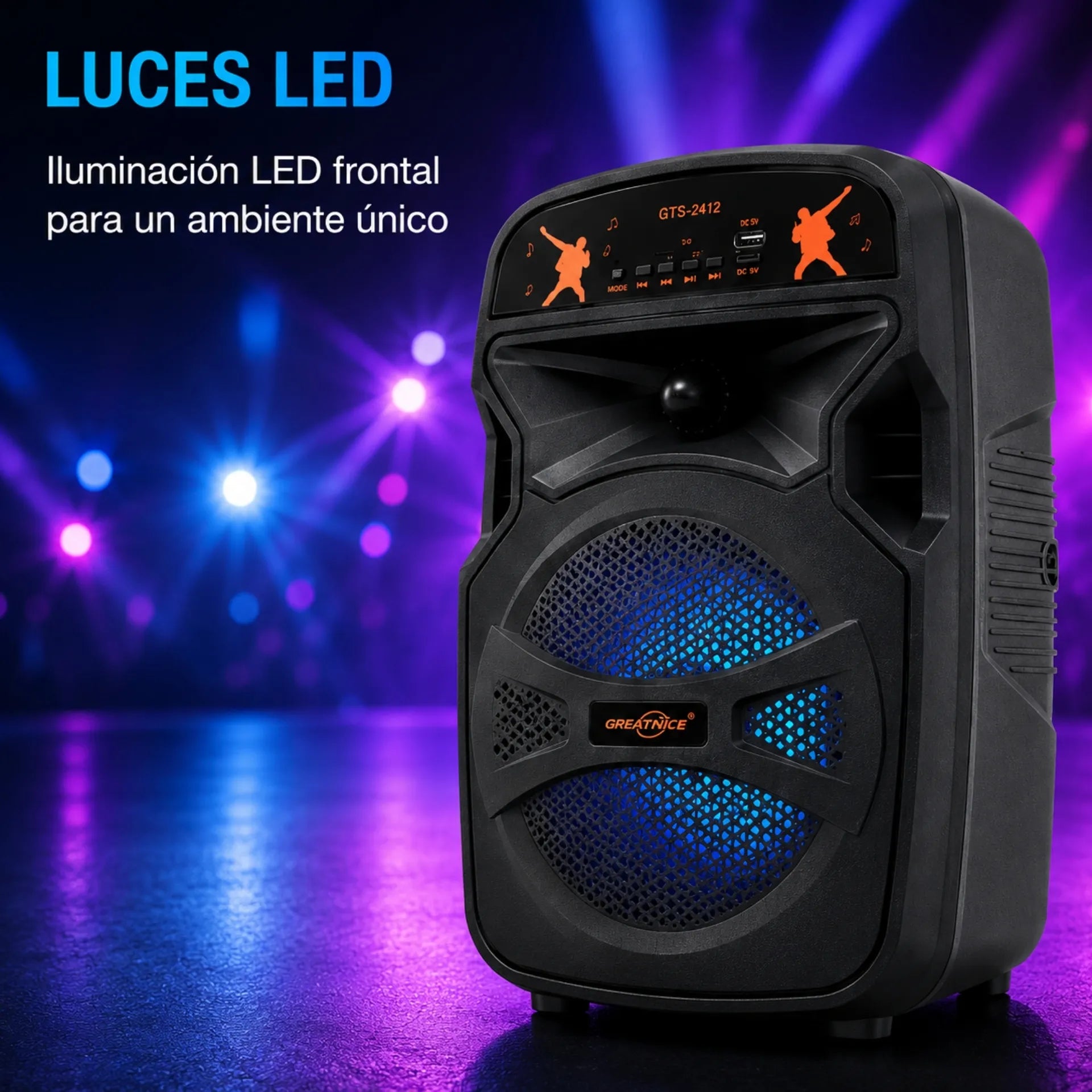 Parlante Bluetooth Portátil 6.5 Pulgadas Con Micrófono Inalámbrico Greatnice GTS-2412