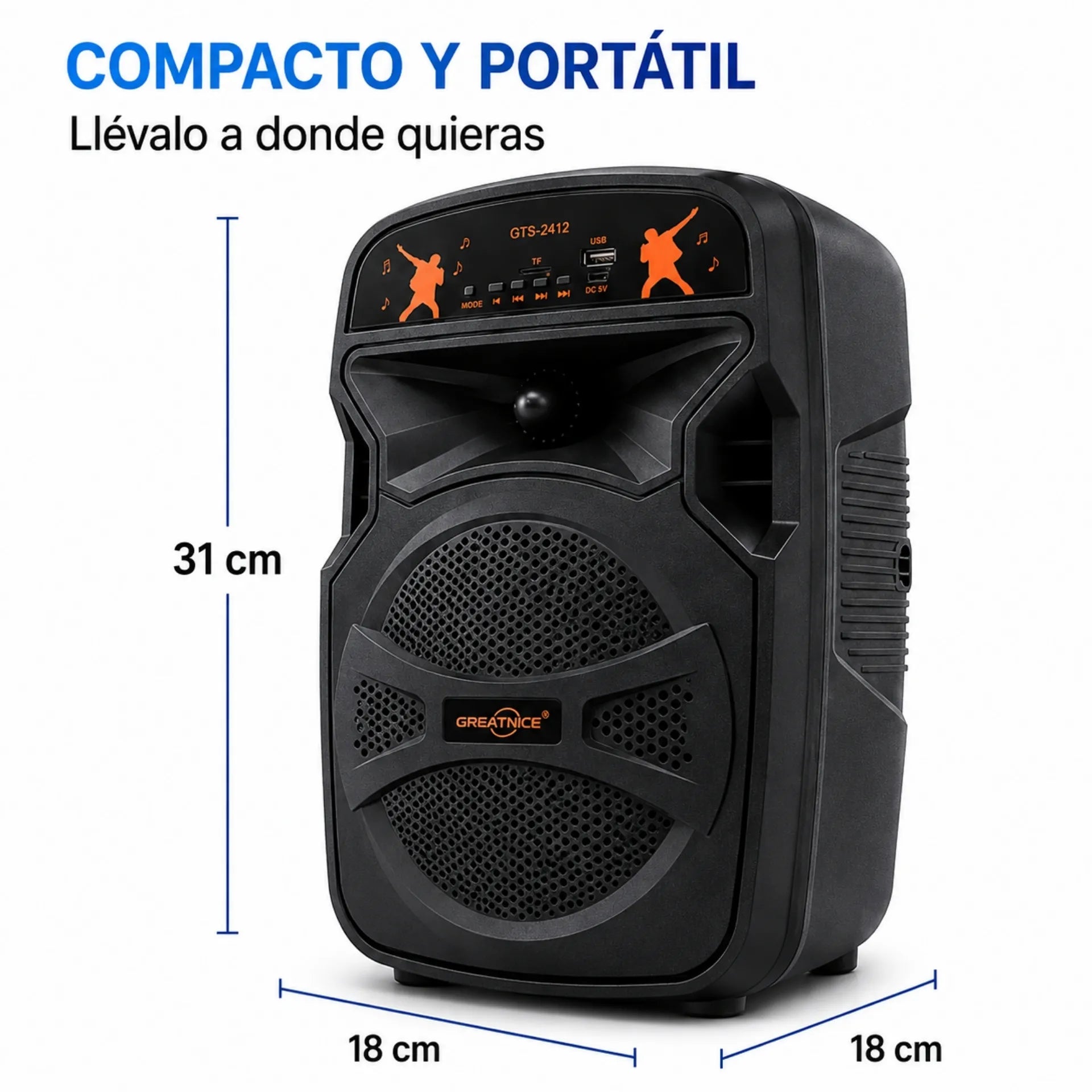 Parlante Bluetooth Portátil 6.5 Pulgadas Con Micrófono Inalámbrico Greatnice GTS-2412