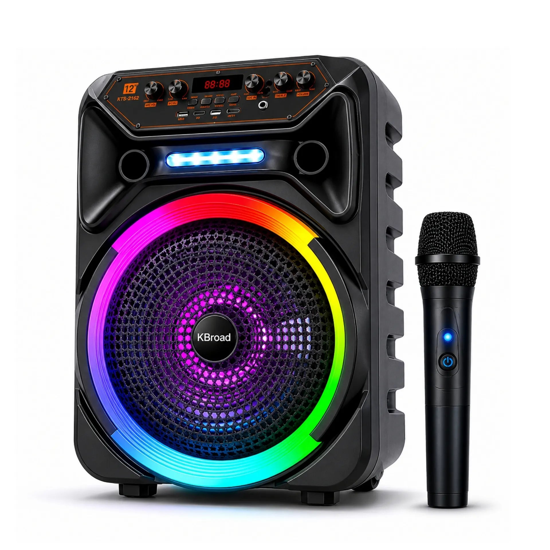 Parlante Bluetooth Portátil 12 Pulgadas Con Micrófono Y Luces RGB KTS-2162