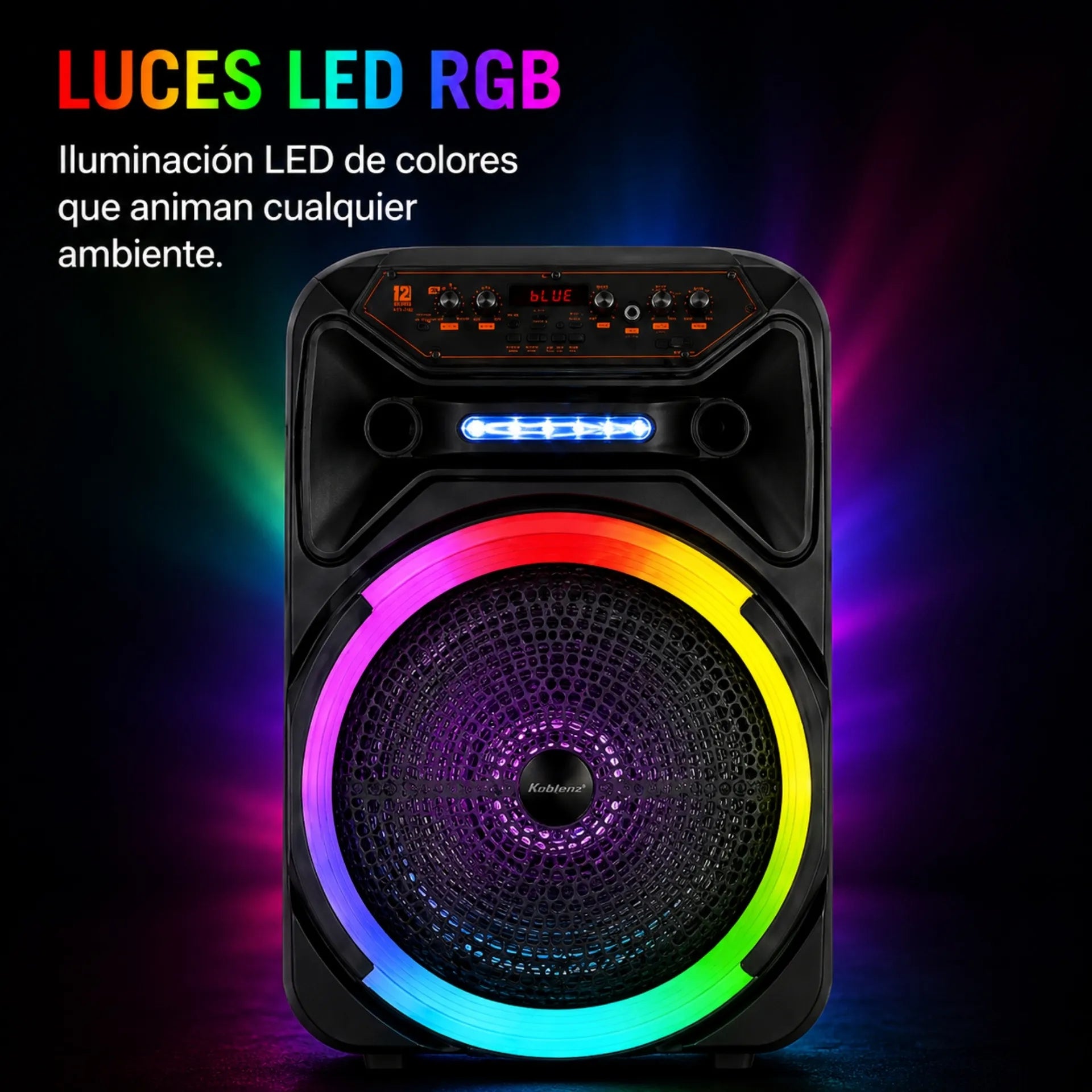 Parlante Bluetooth Portátil 12 Pulgadas Con Micrófono Y Luces RGB KTS-2162