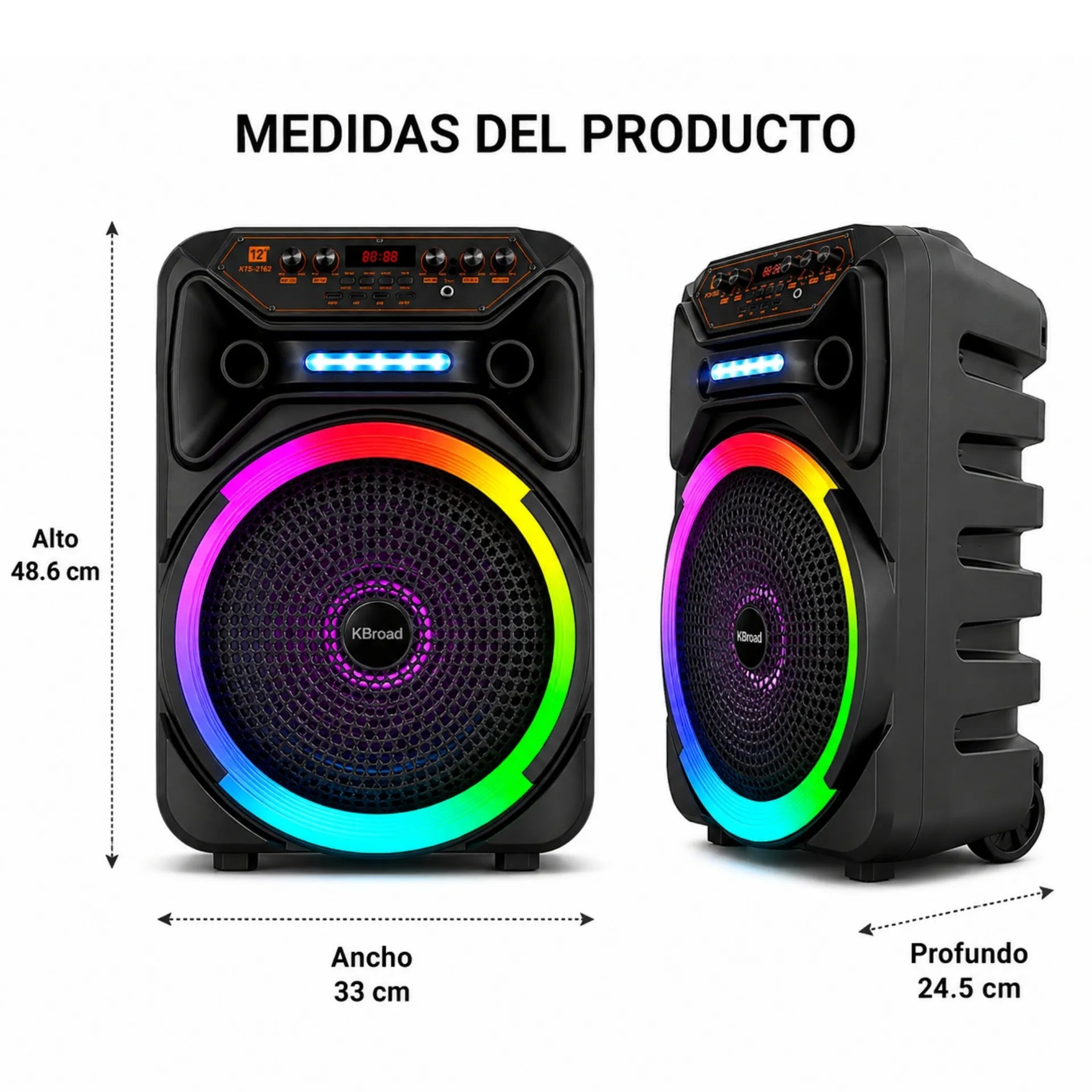 Parlante Bluetooth Portátil 12 Pulgadas Con Micrófono Y Luces RGB KTS-2162