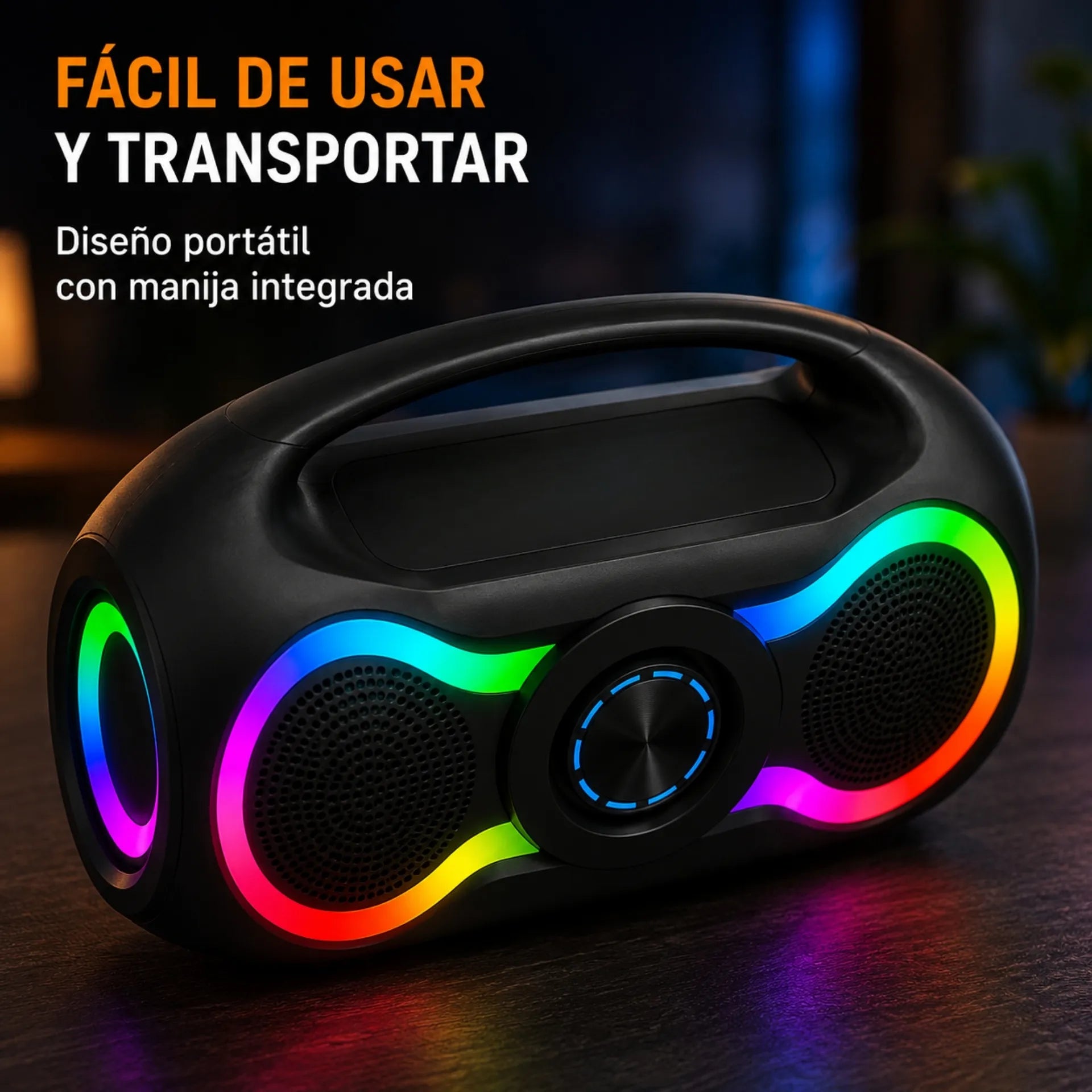 Parlante Bluetooth Portátil Doble 6.5 Pulgadas Con Micrófono Y Luces RGB MS-1962BT-W