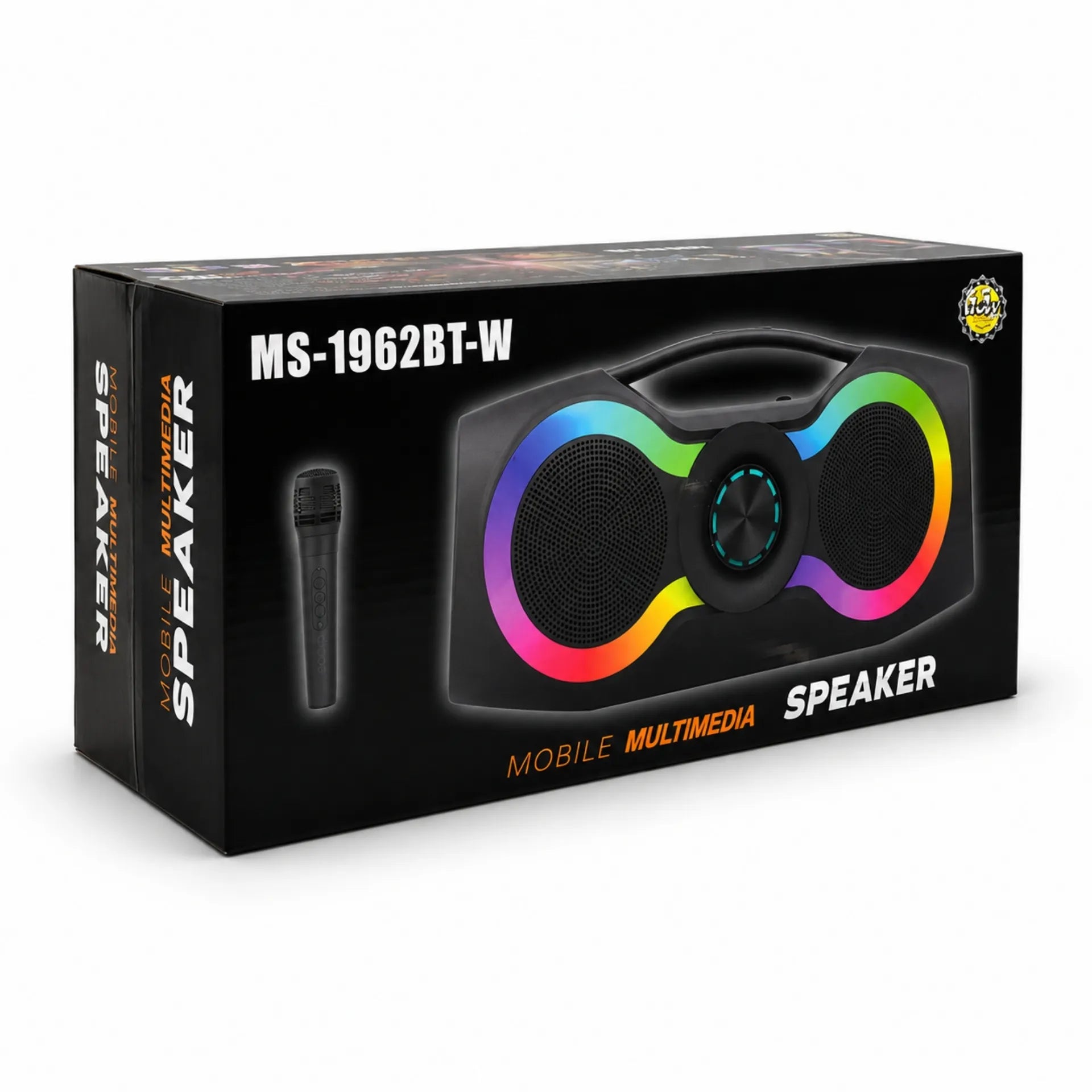Parlante Bluetooth Portátil Doble 6.5 Pulgadas Con Micrófono Y Luces RGB MS-1962BT-W